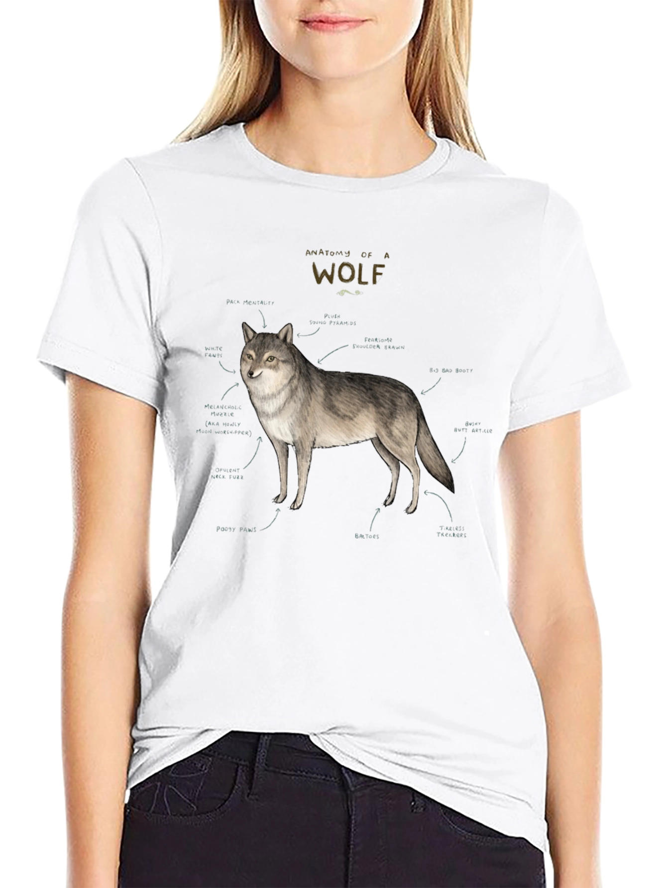 Black Anatomy of a Wolf Graphic T-Shirt view 9