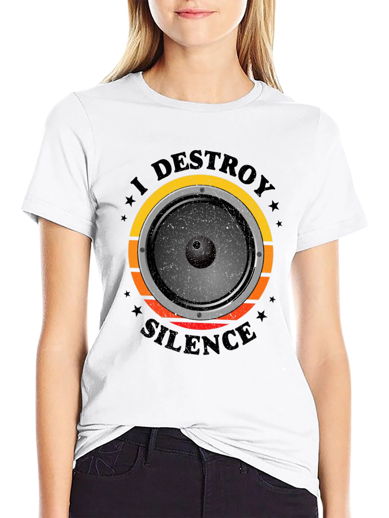Black I Destroy Silence Graphic T-Shirt view 9