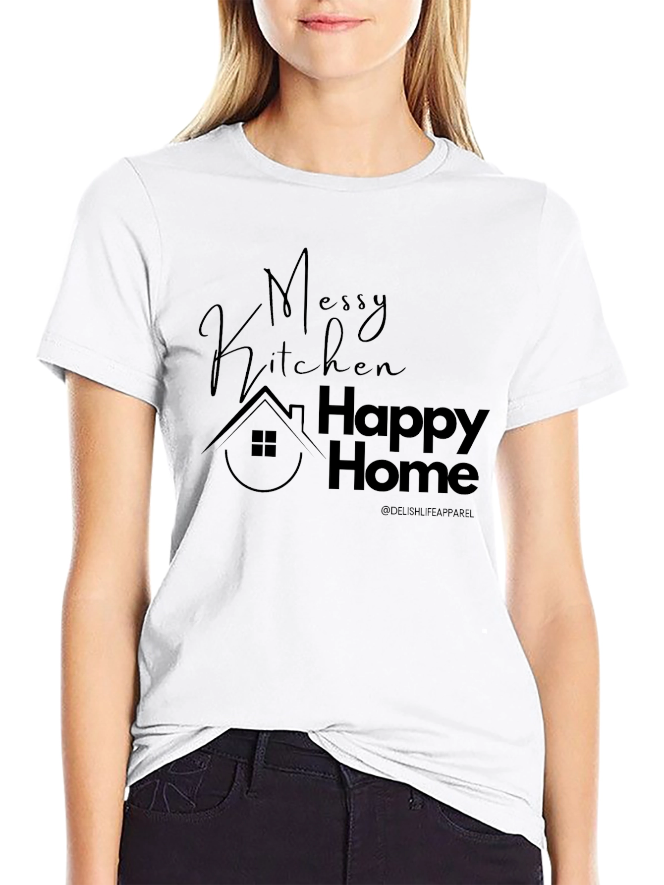 Black Messy Kitchen Happy Home Graphic Tee view 9