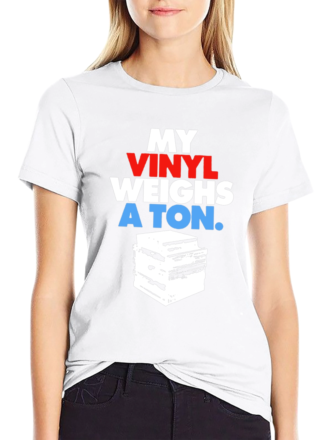 Black Vinyl Record Collector T-Shirt - My Vinyl Weighs a Ton view 9