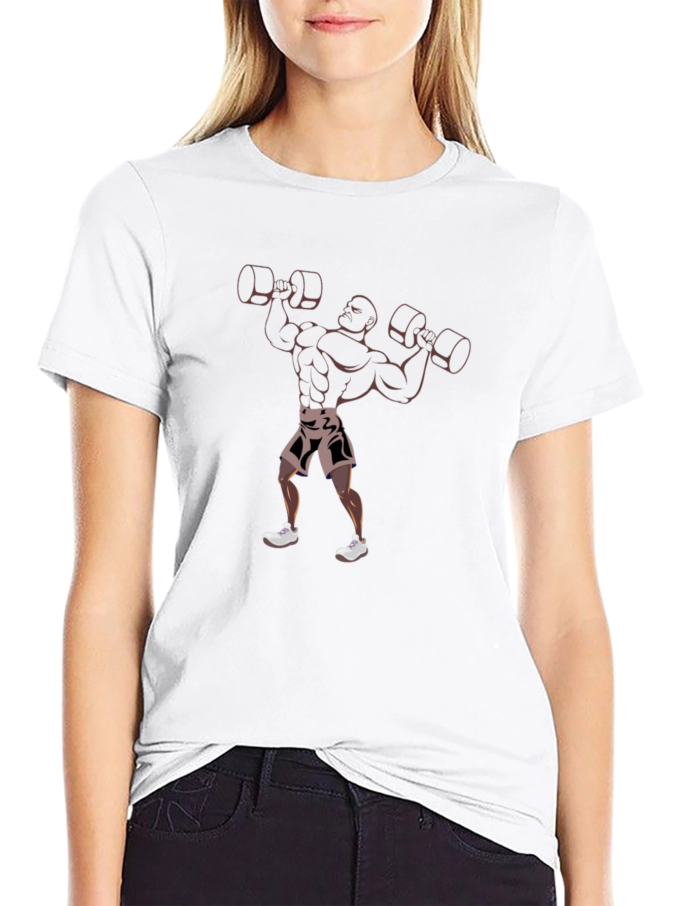 Black Black T-Shirt with Weightlifter Graphic view 9