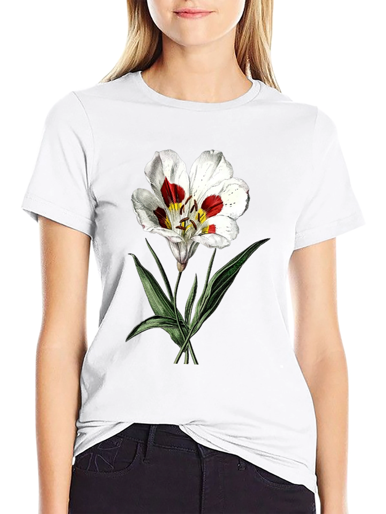 Black Botanical Lily Graphic Tee - Black view 9