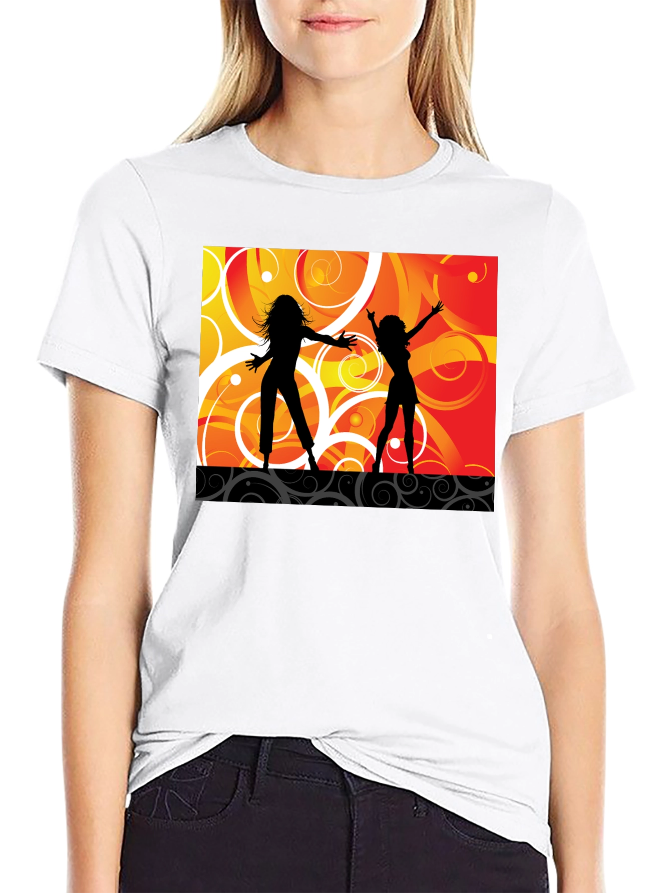 Black Retro Dance Silhouette Graphic Tee - Black view 9