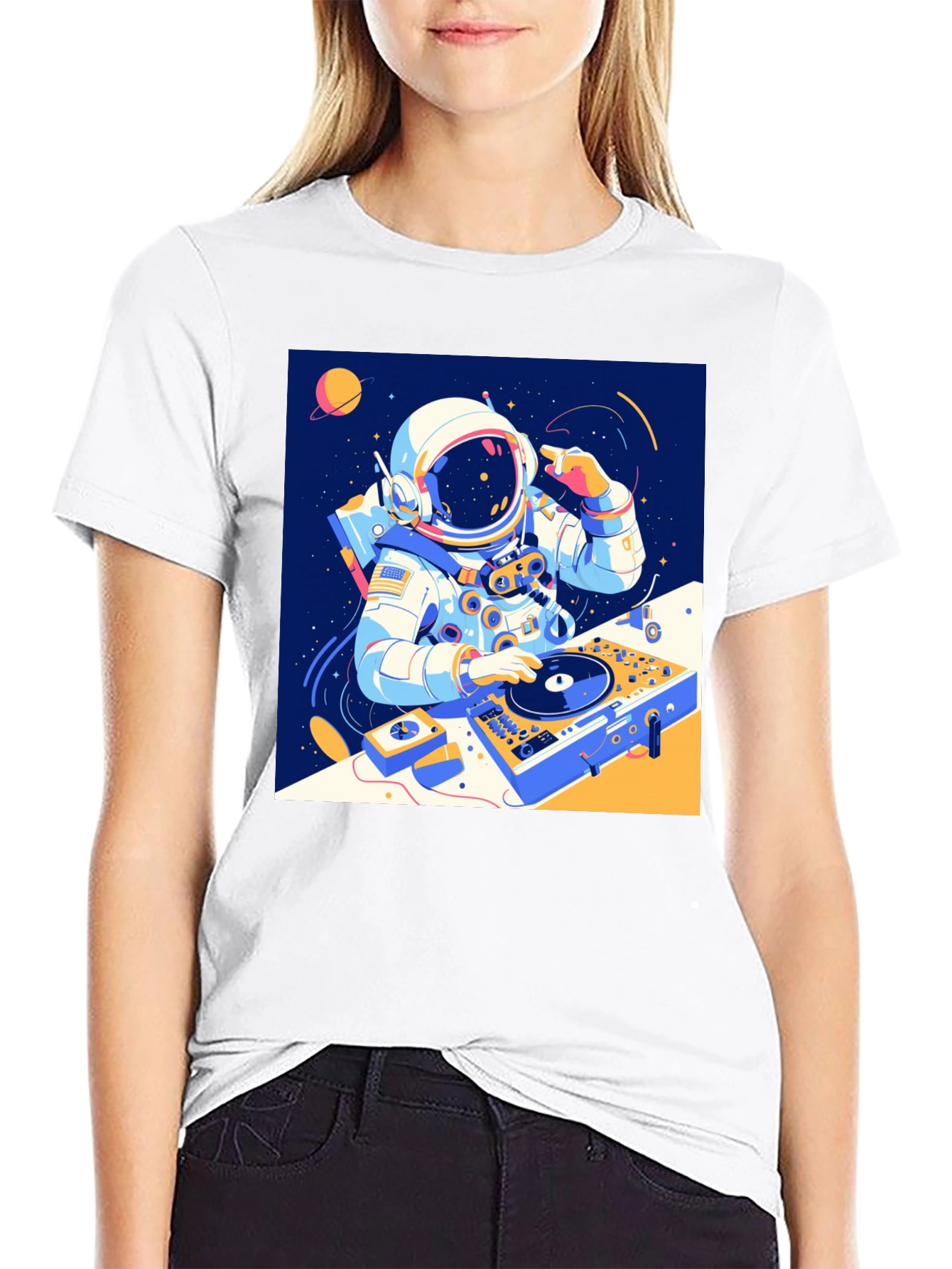Black Astronaut DJ Graphic T-Shirt - Space Music view 9