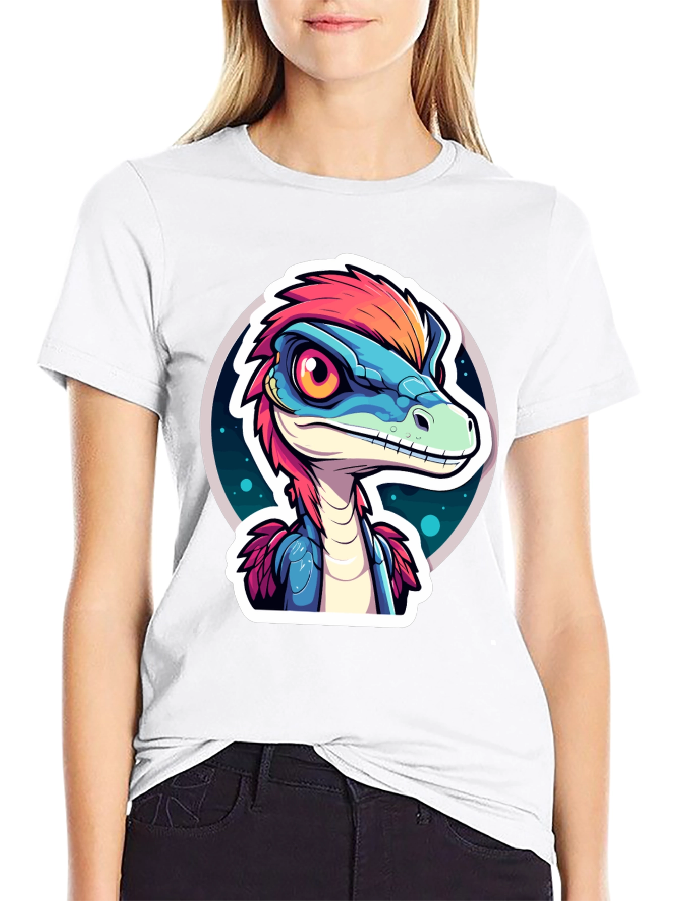 Black Dino T-Shirt: Cartoon Raptor Design view 9