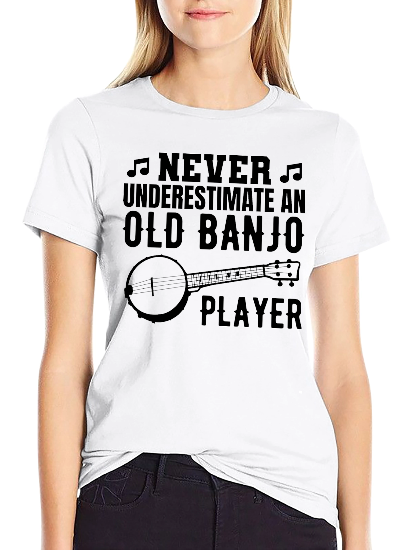 Black Old Banjo Player T-Shirt view 9