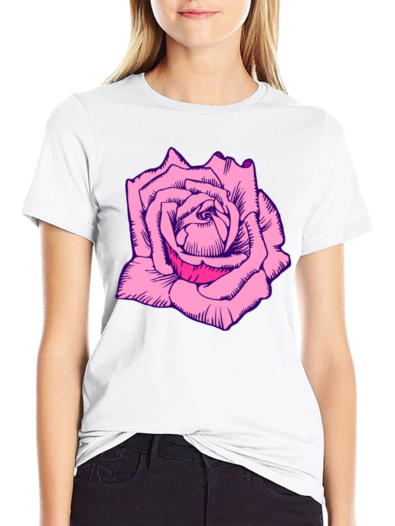 Black Rose Graphic Tee - Bold Black T-Shirt view 9