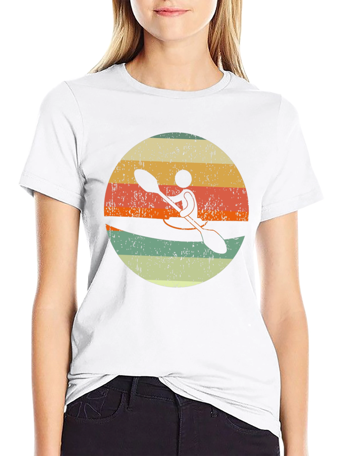 Black Vintage Kayak Sunset T-Shirt view 9