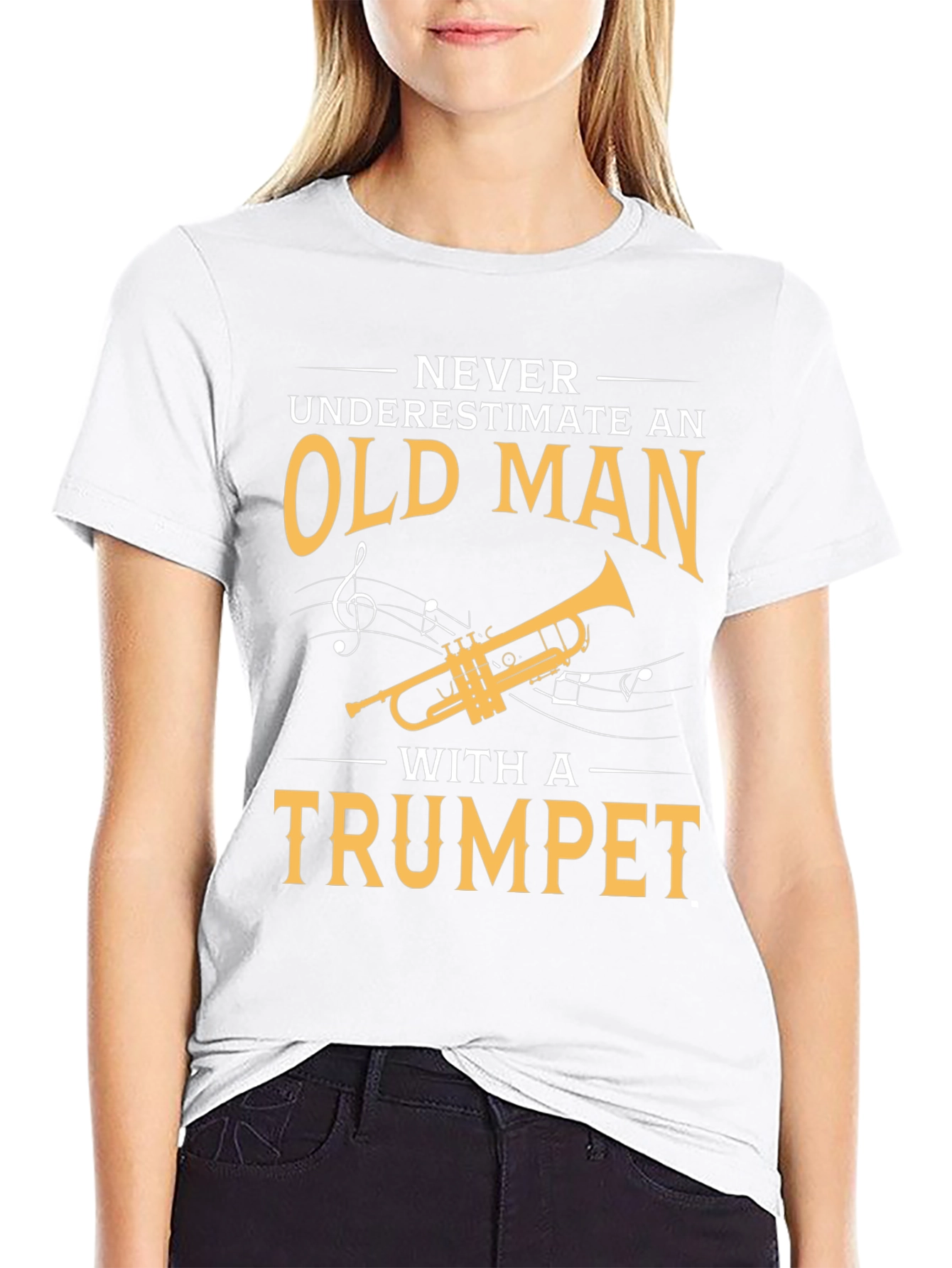 Black Never Underestimate Old Man with Trumpet T-Shirt view 9
