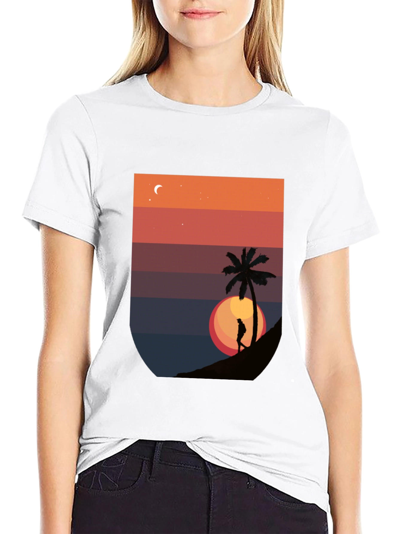 Black Sunset Palm Graphic T-Shirt - Men's Black Tee view 9