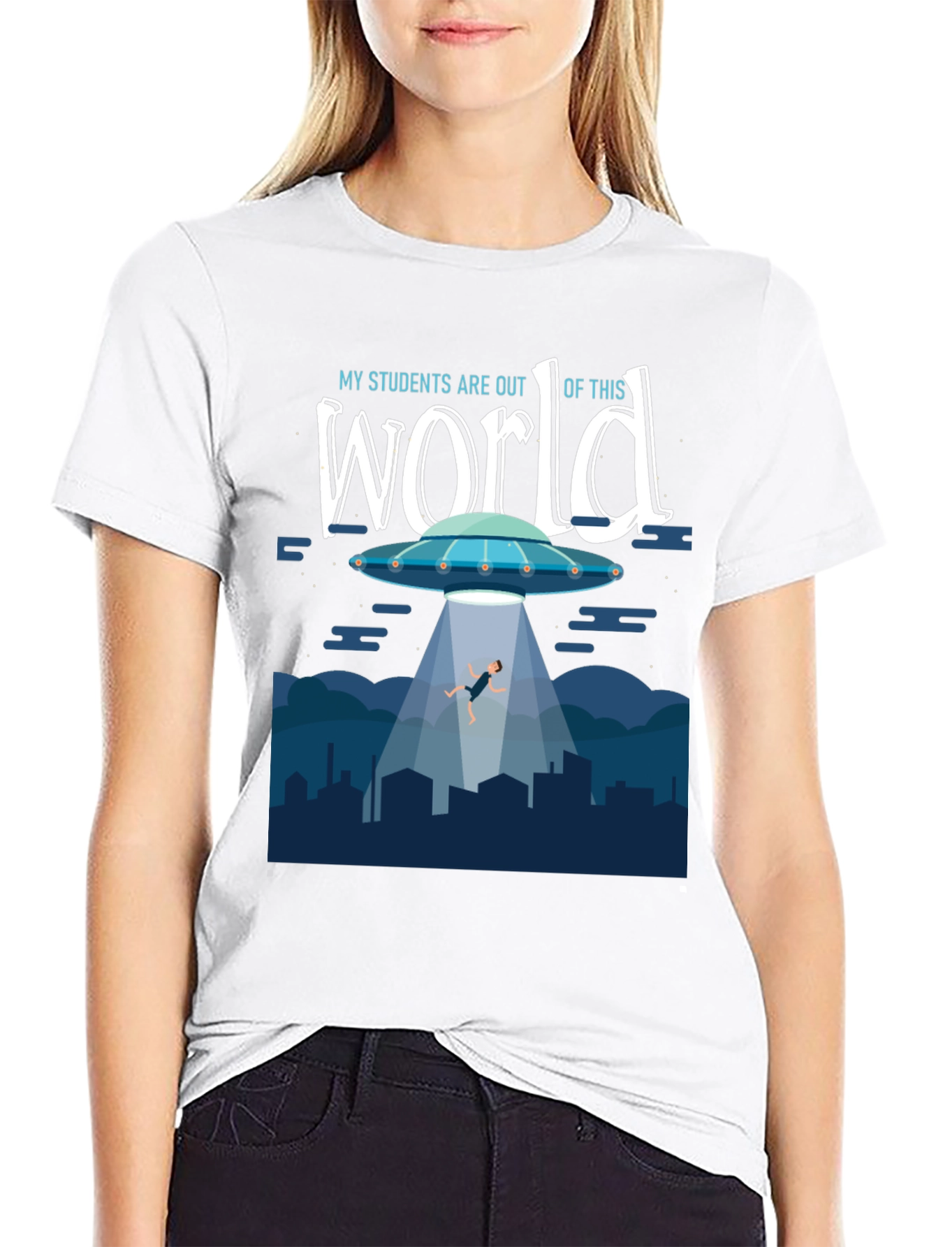Black Out Of This World Teacher T-Shirt view 9