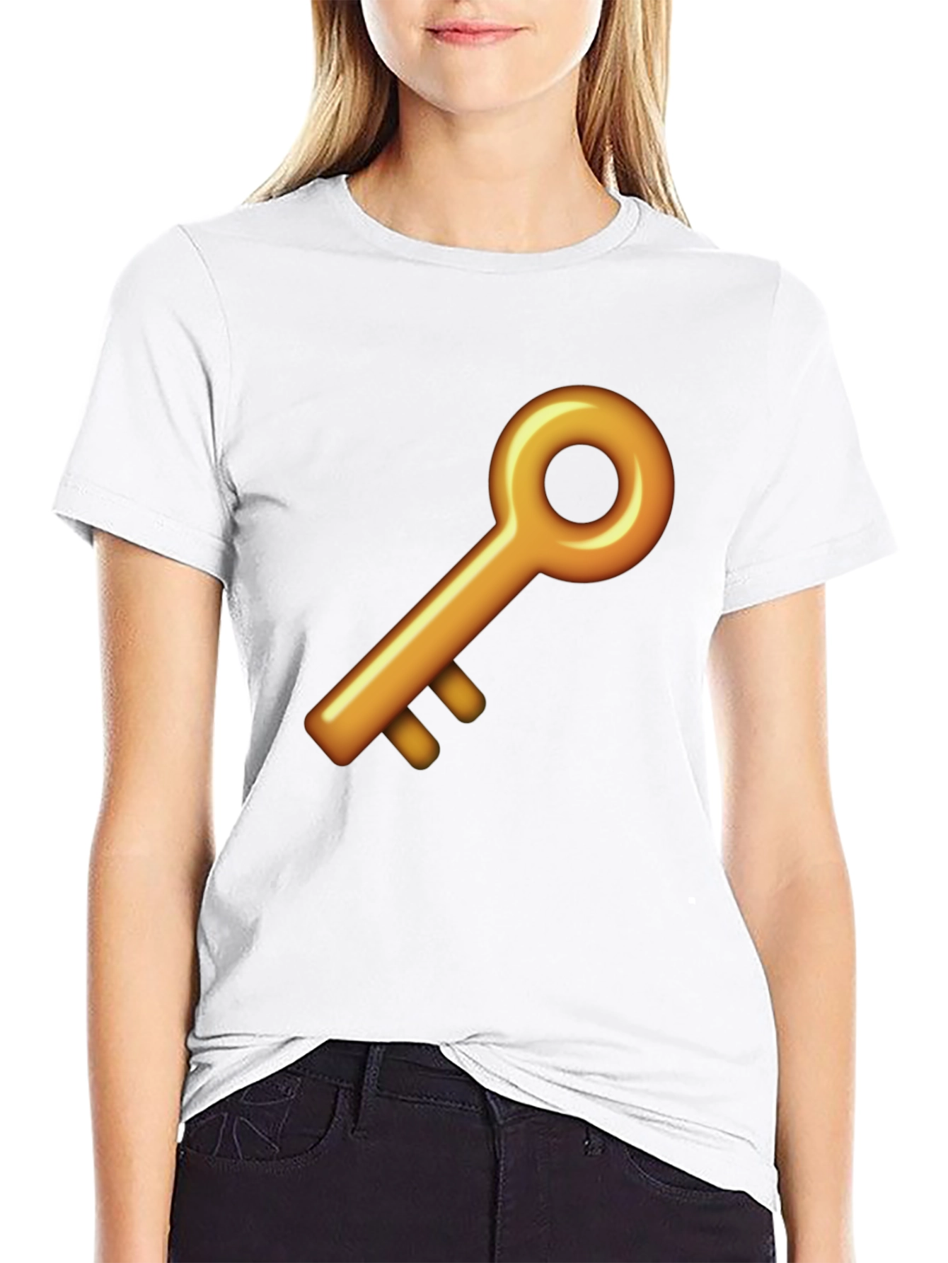 Black Golden Key Graphic Black T-Shirt view 9