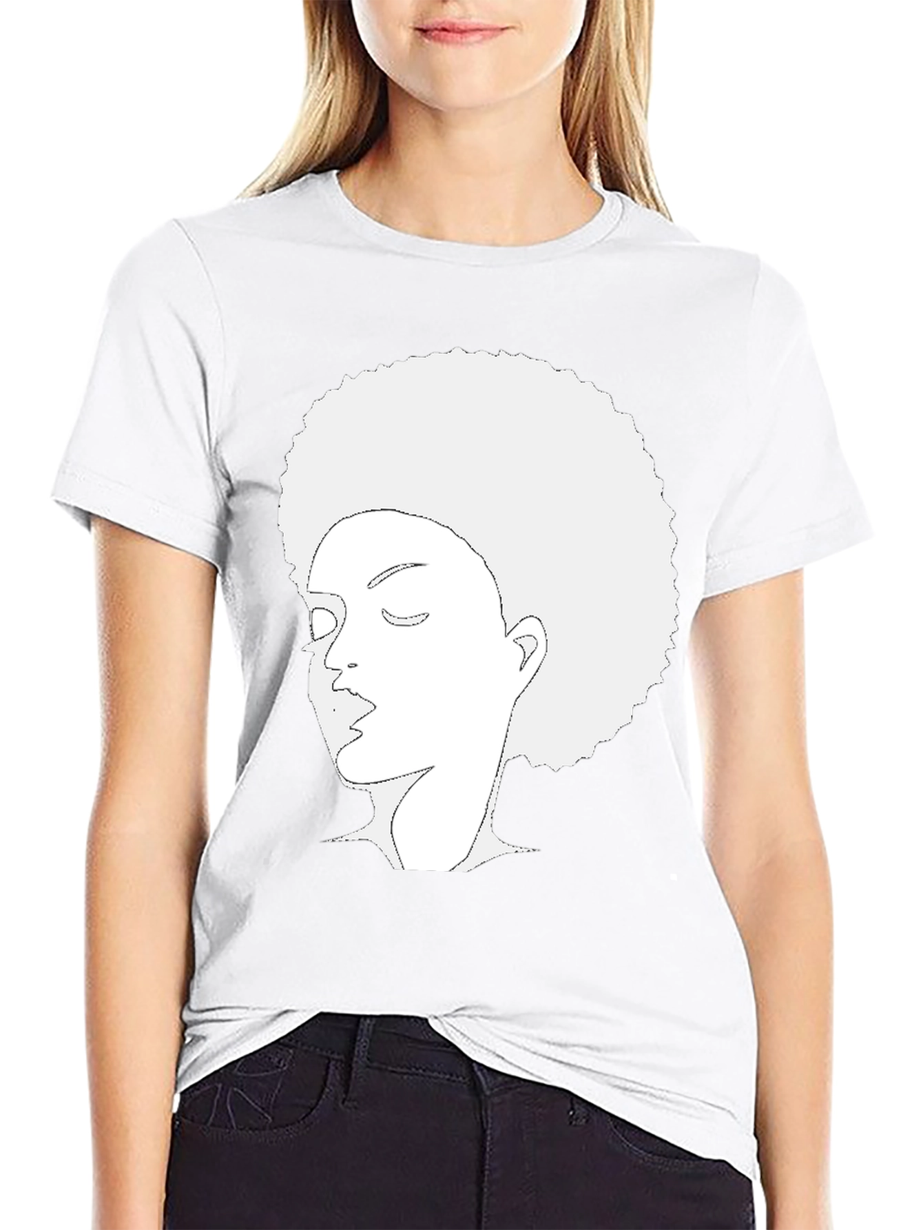 Black Afro Woman Graphic Black Tee view 9