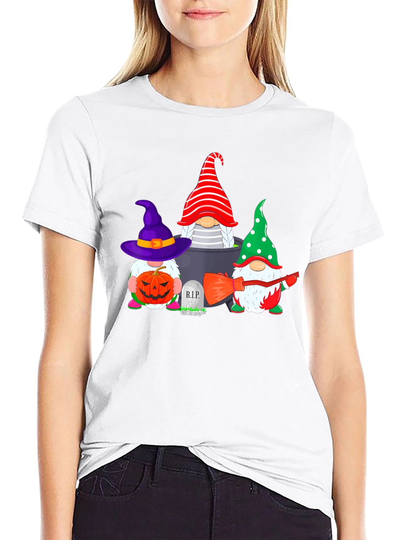Black Halloween Gnomes Black T-Shirt view 9