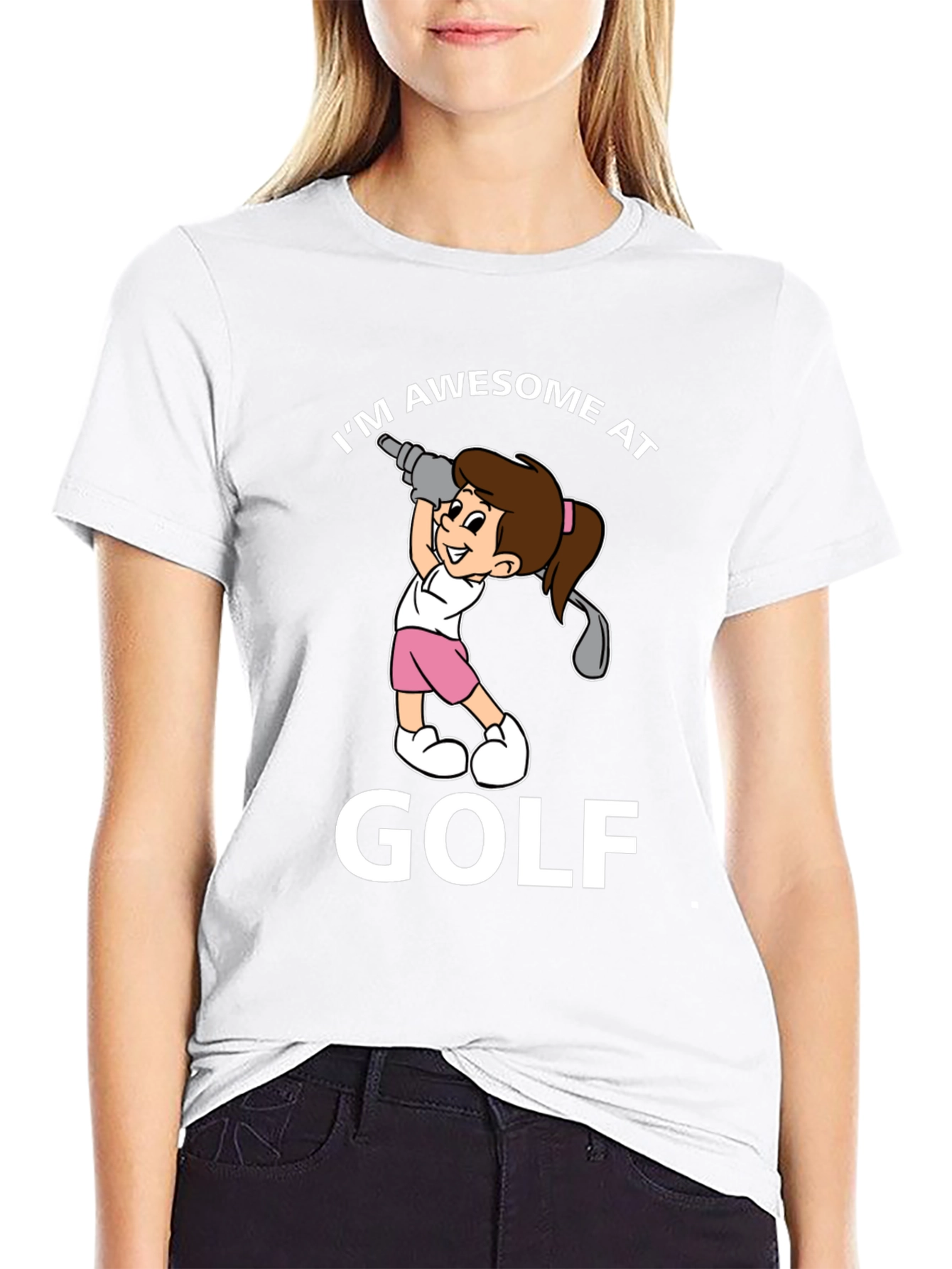 Black Awesome at Golf Graphic T-Shirt view 9