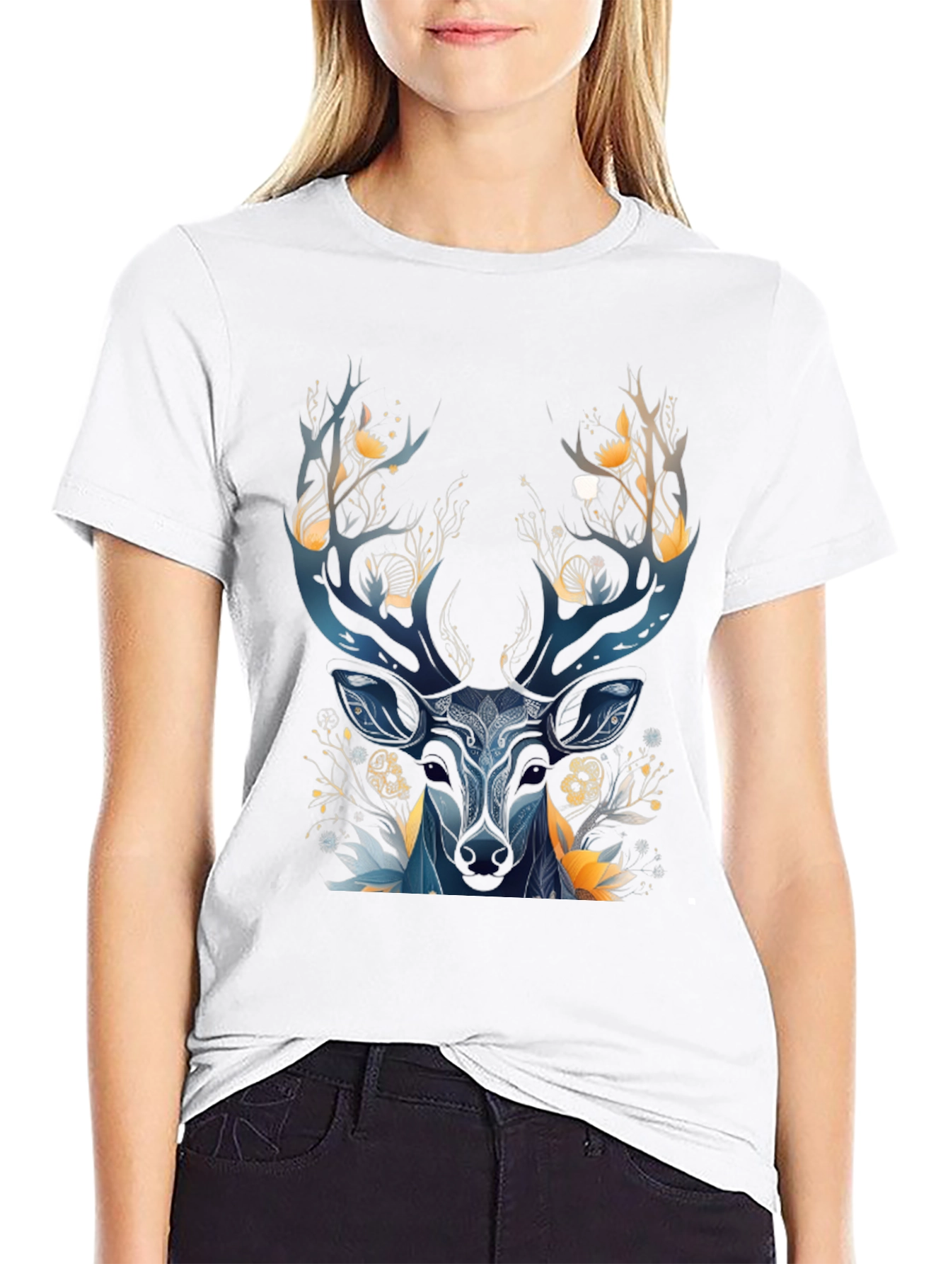 Black Mystic Deer Graphic Tee - Men's Black T-Shirt view 9