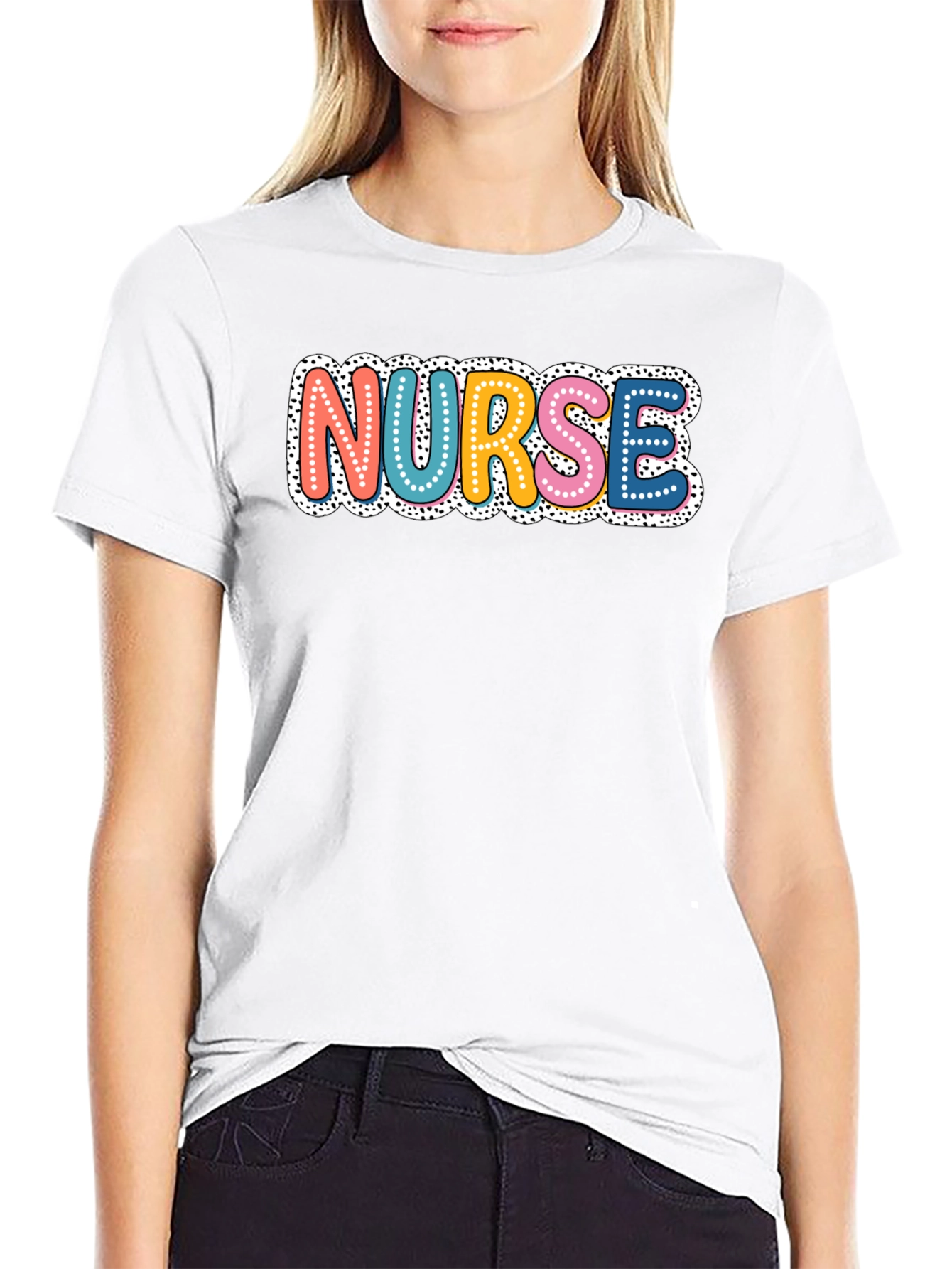 Black Colorful Nurse T-Shirt - Novelty Graphic Tee view 9