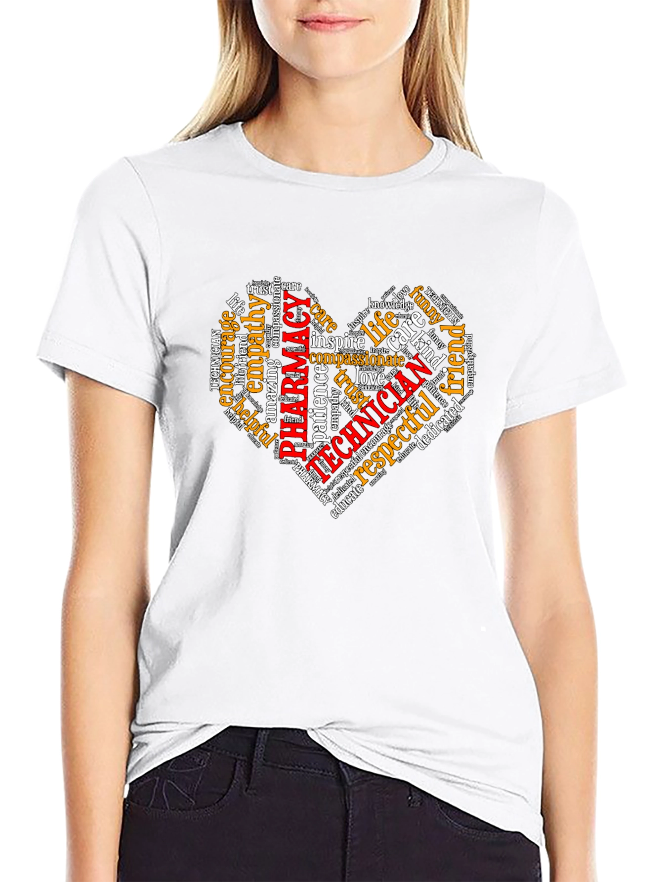 Black Pharmacy Technician Heart Word Art T-Shirt view 9