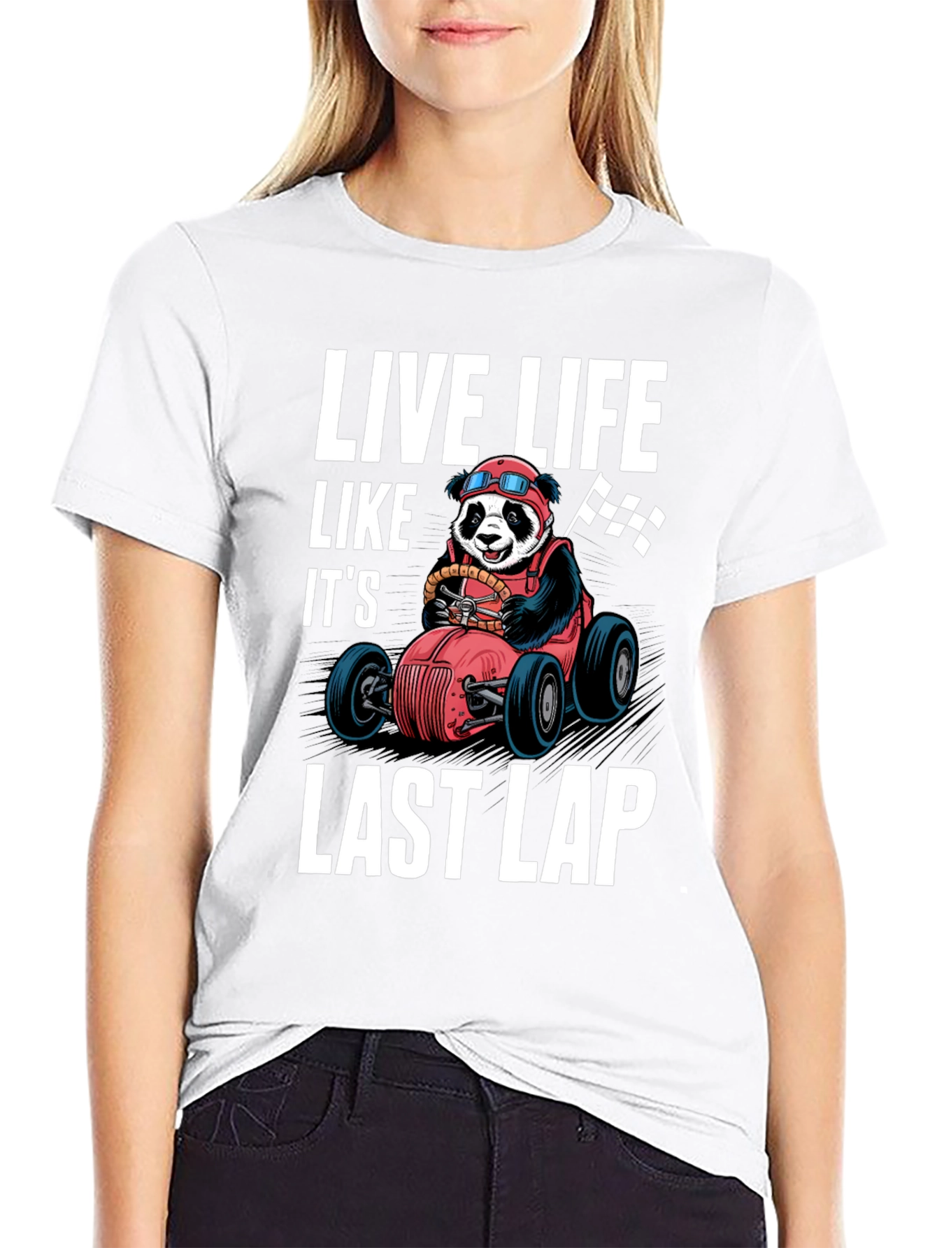 Black Live Life Last Lap Panda Tee view 9