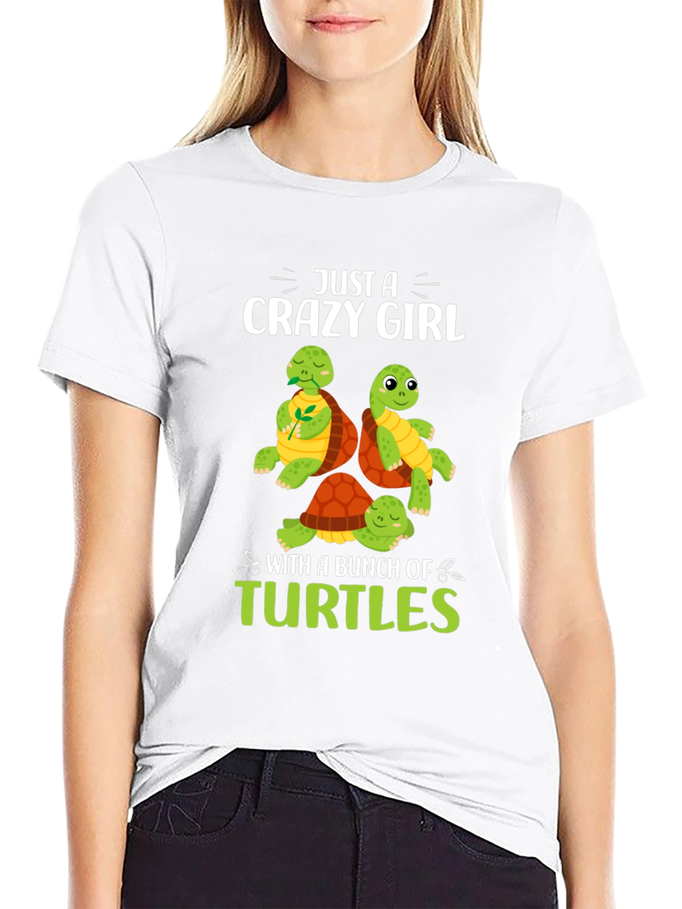 Black Crazy Girl Turtles Graphic Tee view 9