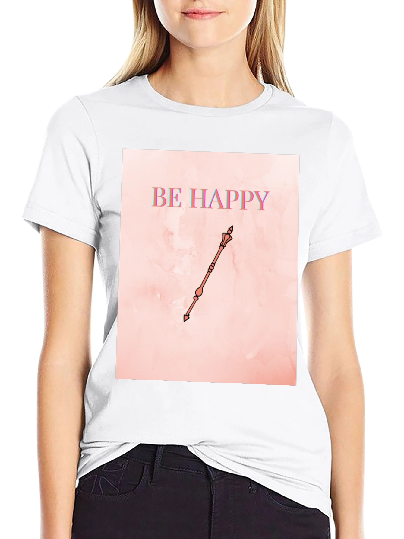 Black Be Happy Graphic T-Shirt view 9