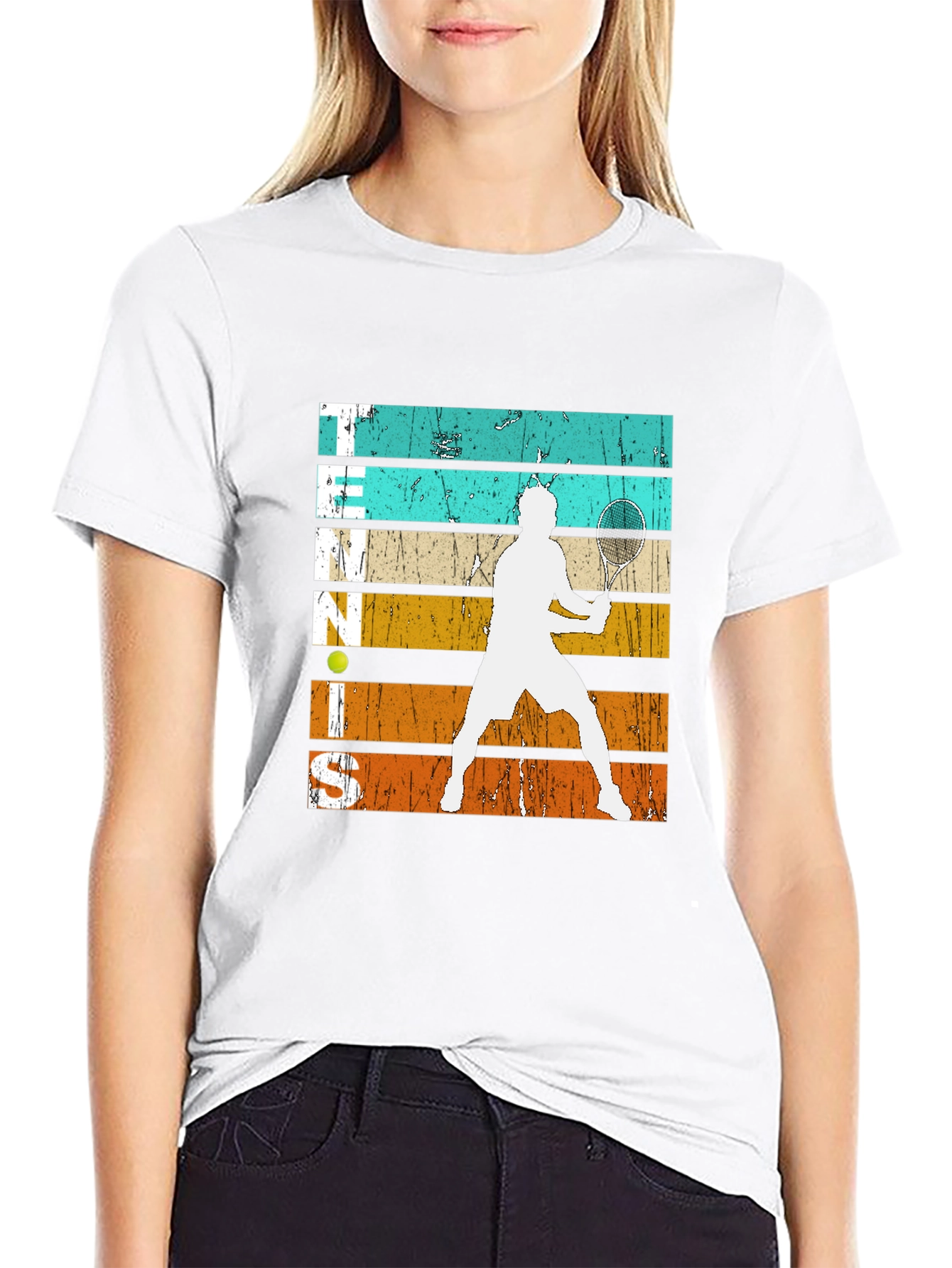 Black Vintage Tennis Player Graphic T-Shirt view 9