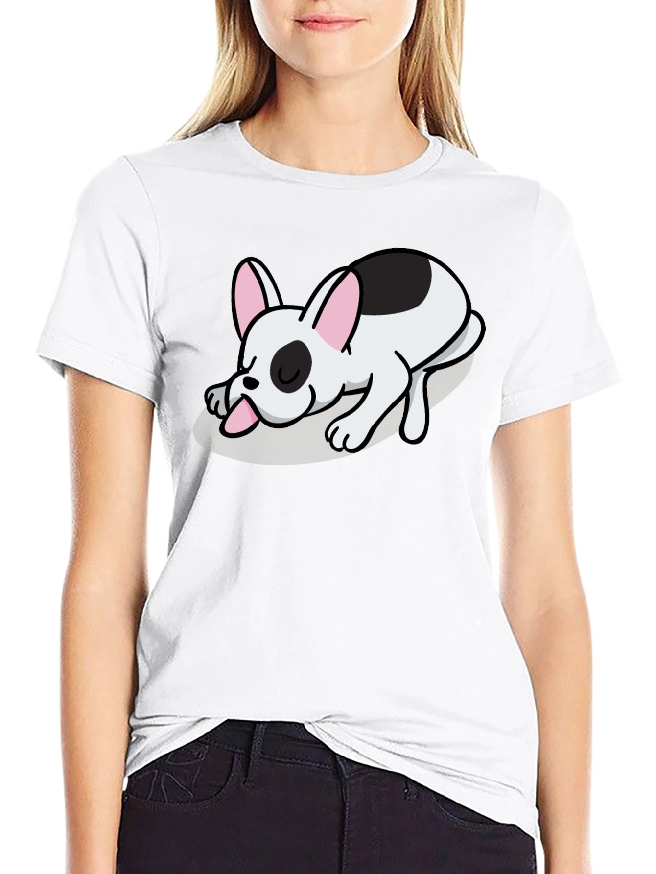 Sleeping Dog Graphic Tee - Black Cotton Blend - 9