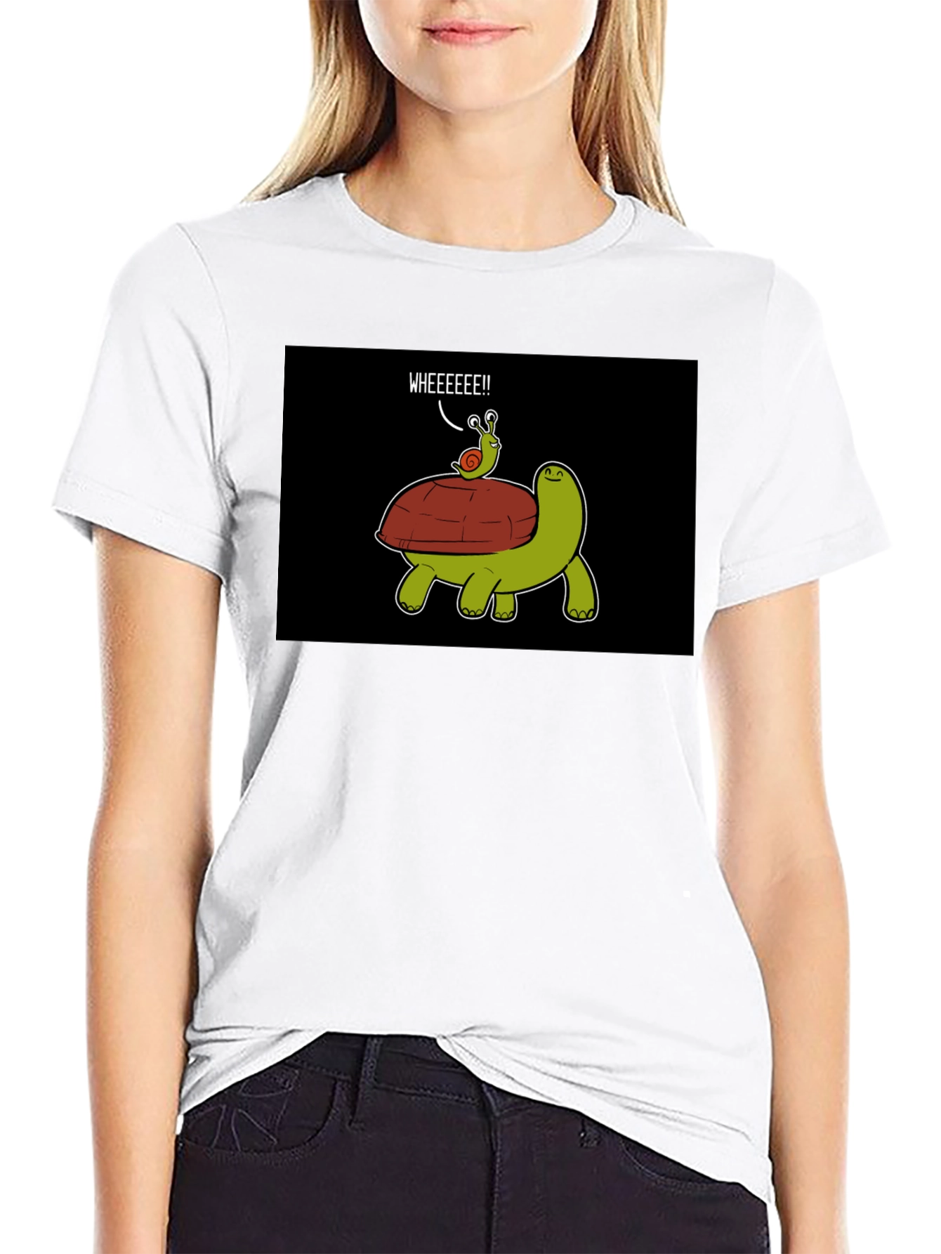 Black Funny Snail Riding Turtle T-Shirt view 9