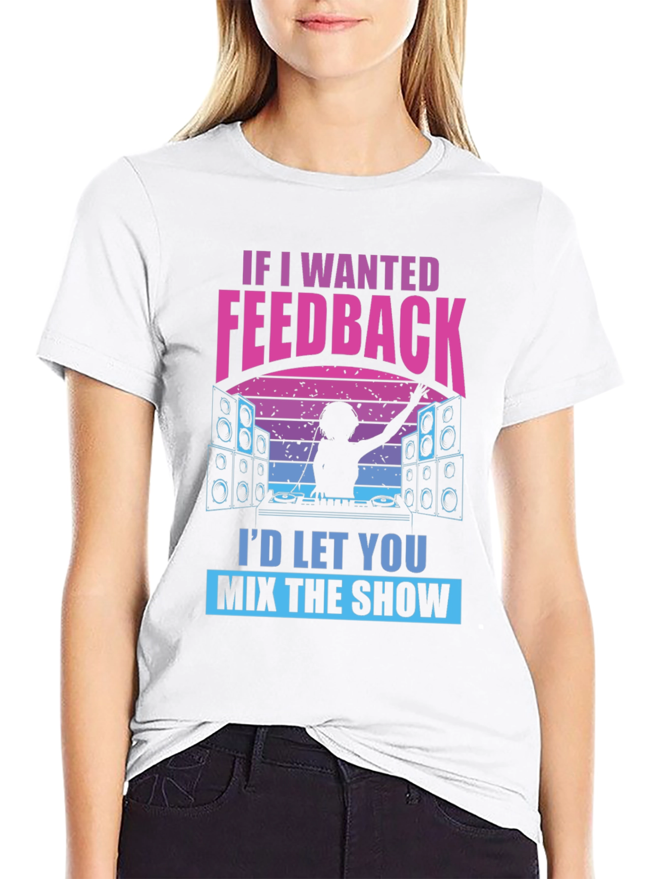 Black DJ Feedback Graphic Tee - Funny Music Mixer Shirt view 9