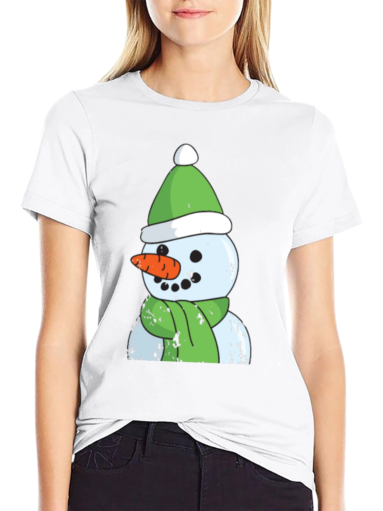 Black Snowman Graphic Tee - Festive Holiday Apparel view 9
