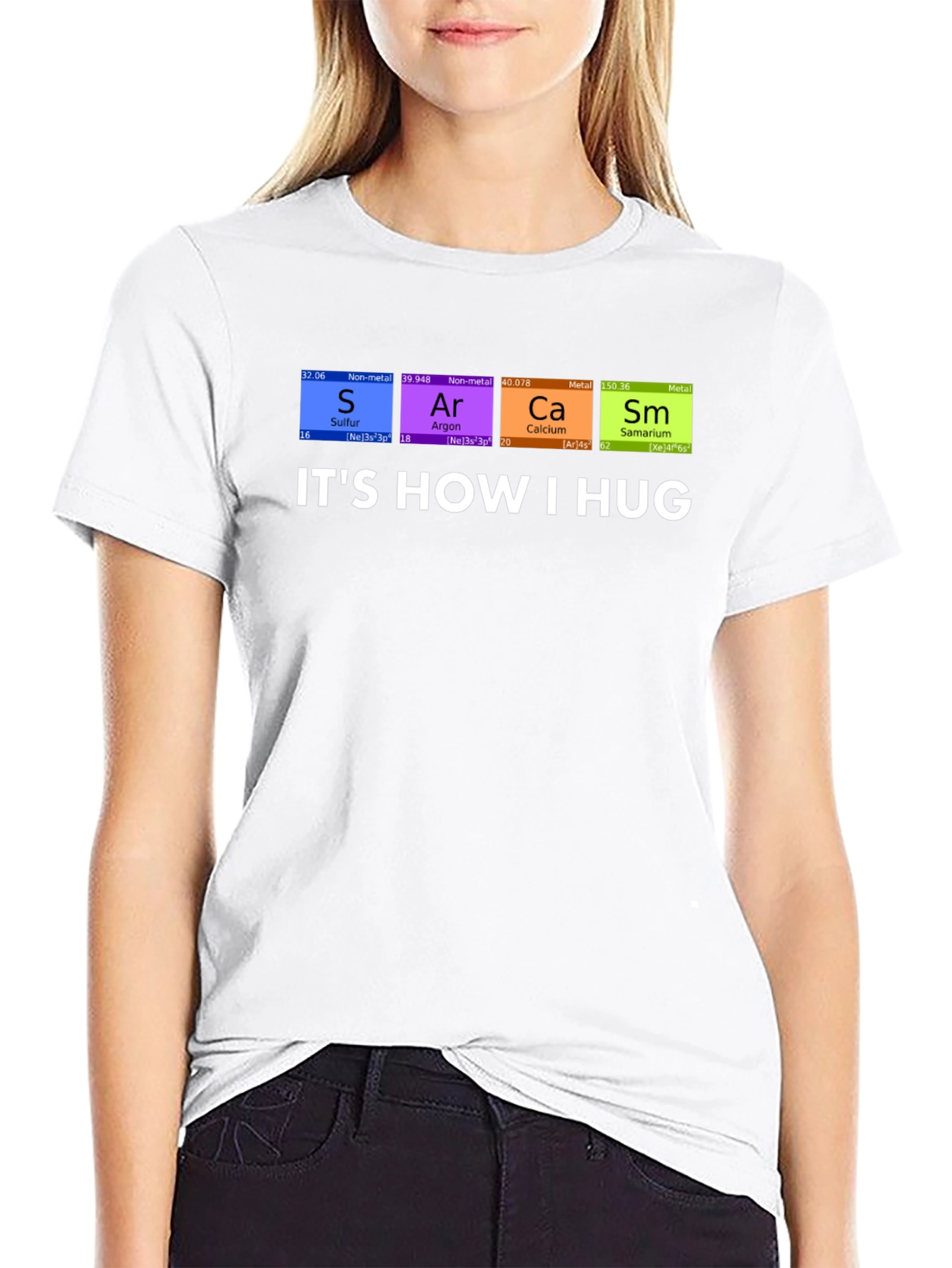 Black It's How I Hug Chemistry Pun T-Shirt view 9