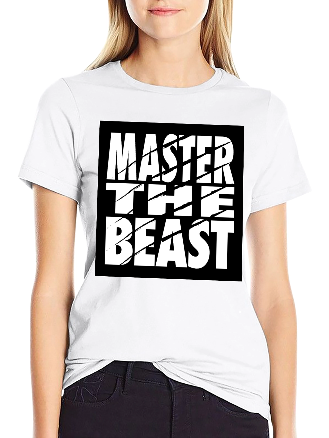 Black Master the Beast Black Graphic Tee Shirt view 9