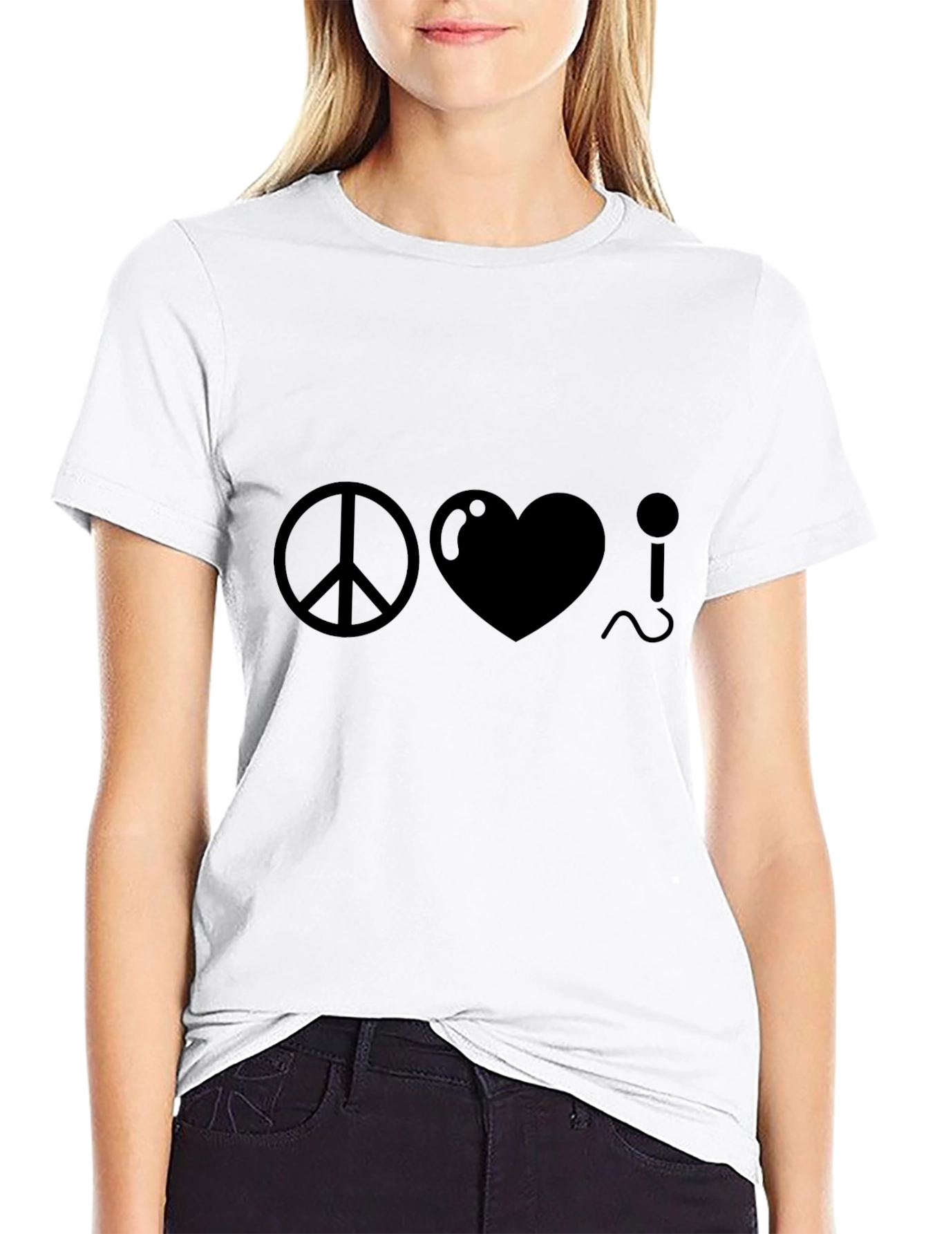 Black Peace Love Music Graphic Tee - Classic Black T-Shirt view 9