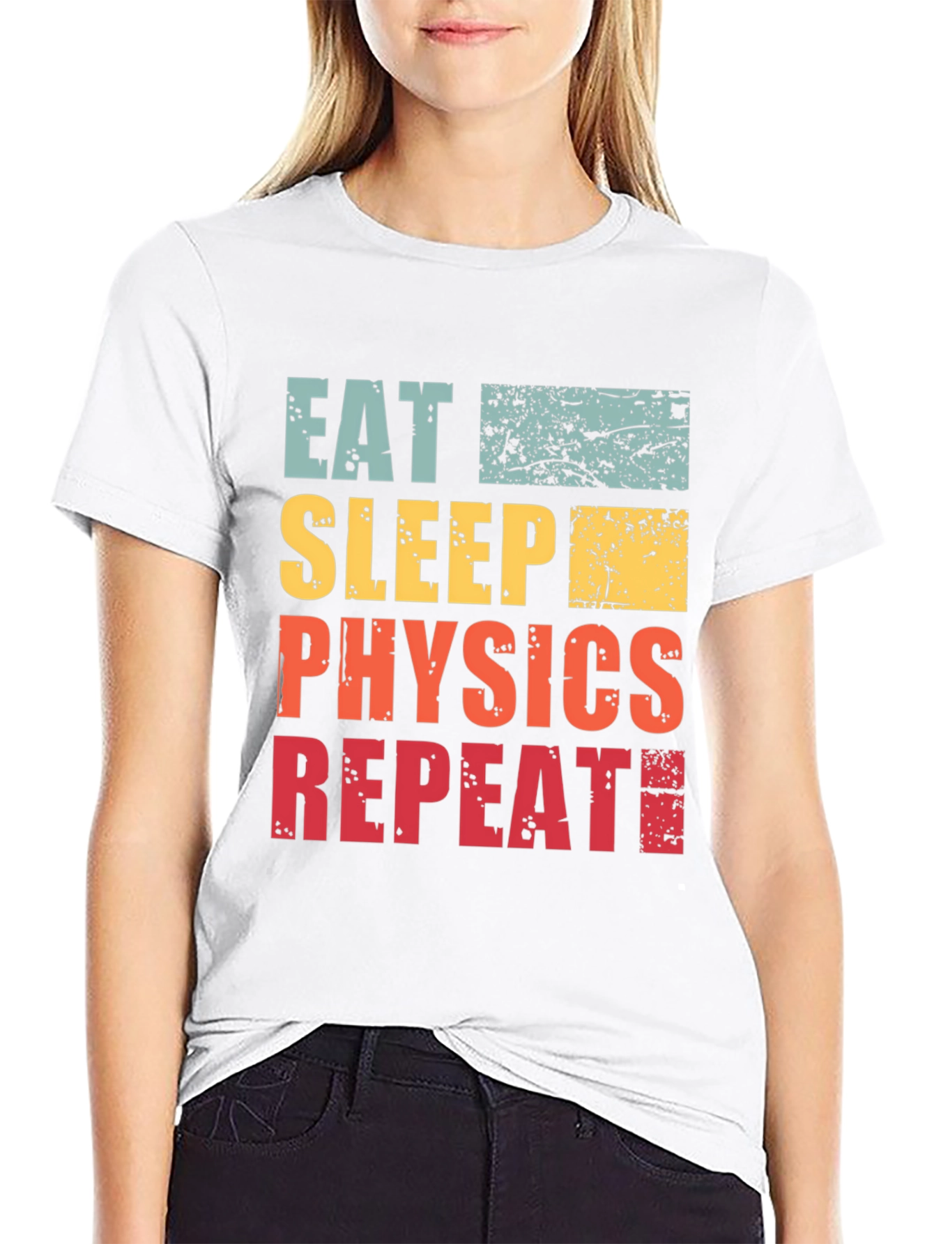 Black Eat Sleep Physics Repeat T-Shirt - Black Cotton Tee view 9