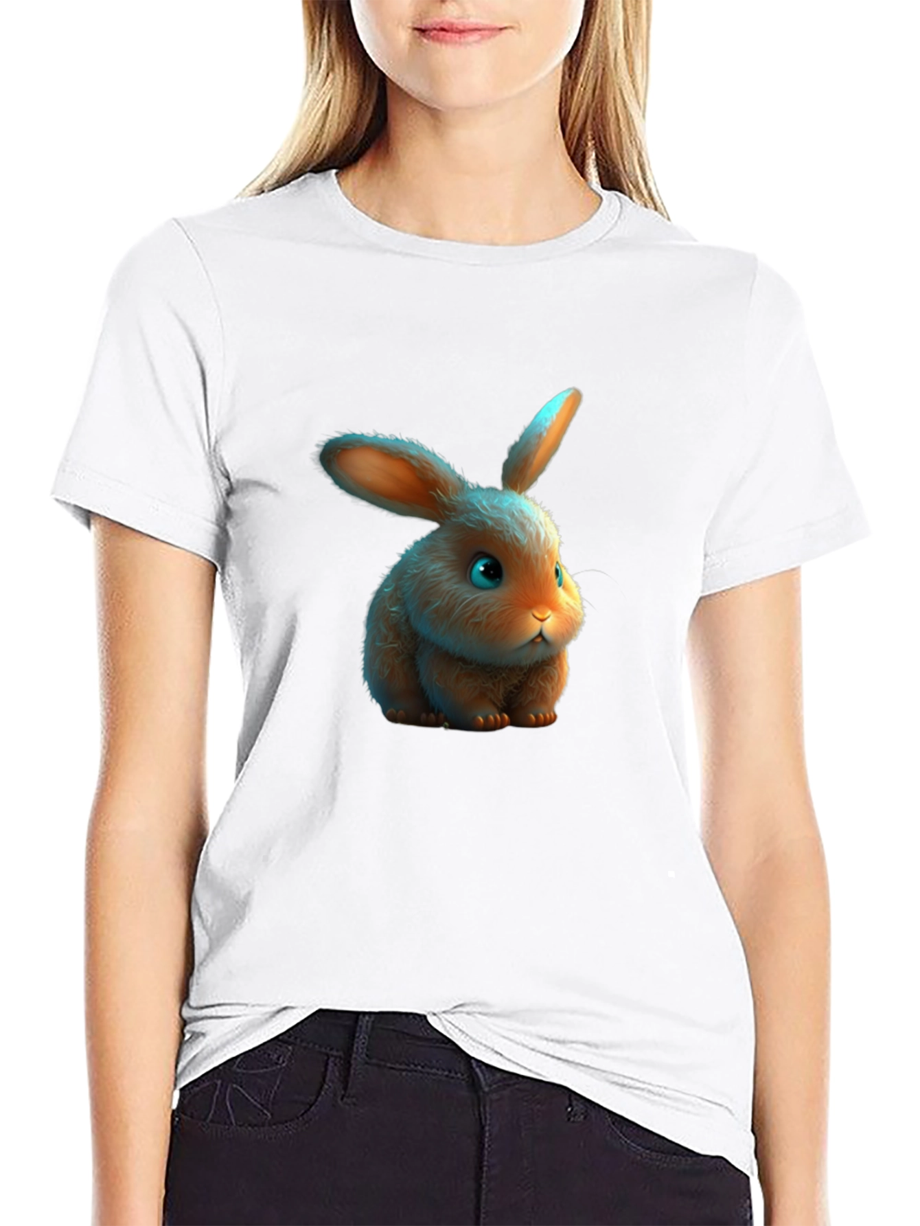 Black Cute Bunny Graphic T-Shirt view 9