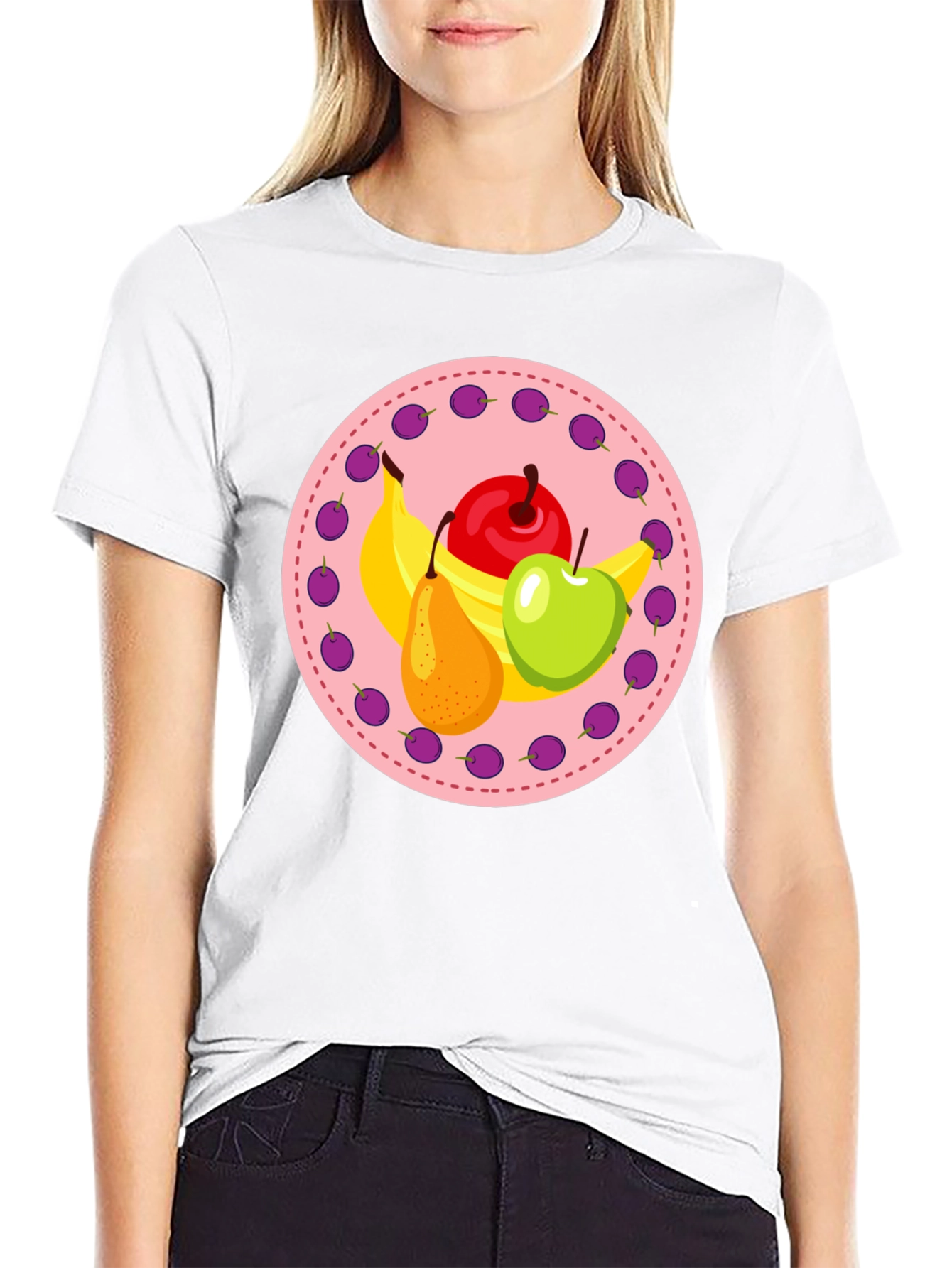 Black Fruit Medley Graphic Tee - Black Cotton Blend view 9