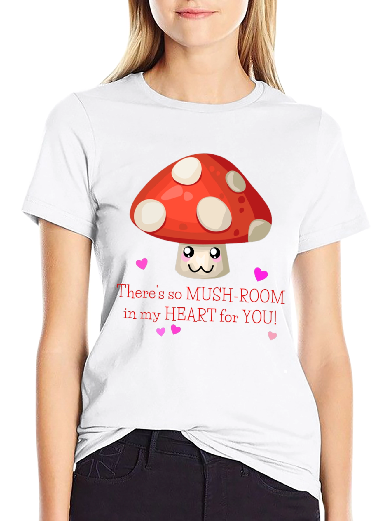 Black Mushroom Heart Valentine T-Shirt, Cute Love Tee view 9