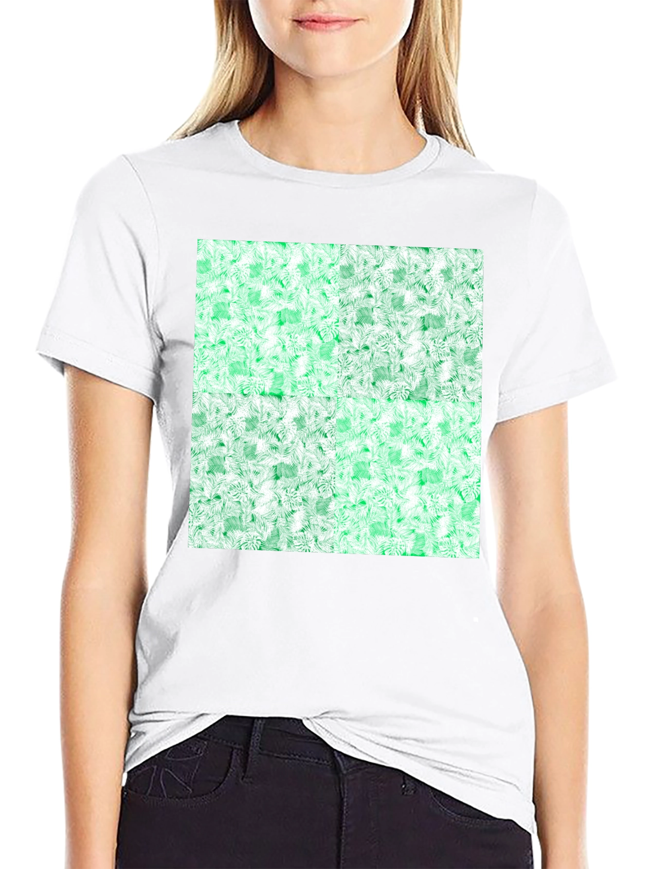 Black Emerald Fractal Pattern T-Shirt view 9