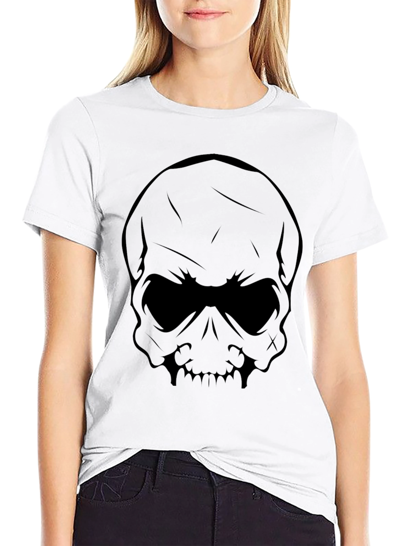 Black Skull Graphic T-Shirt - Black view 9