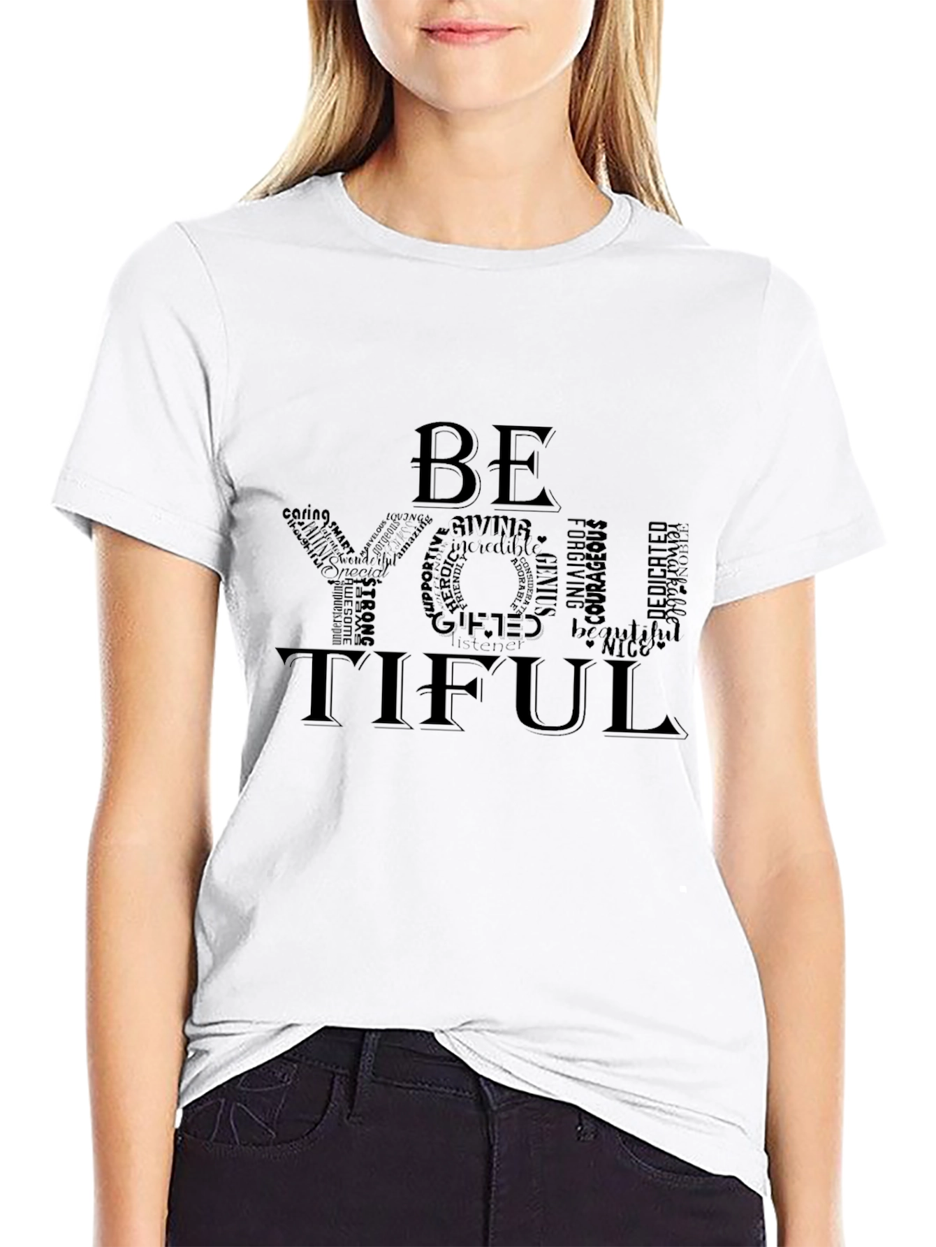 Black Be You Tiful Graphic Print Black T-Shirt view 9