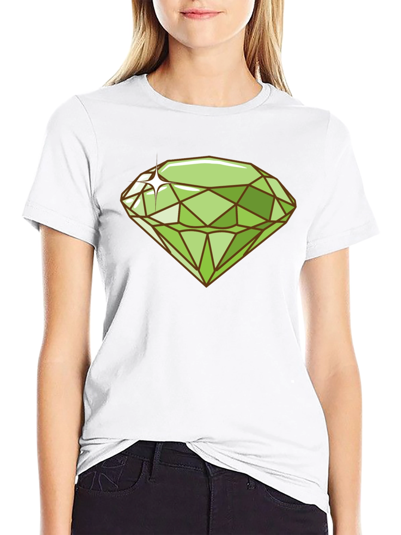 Black Emerald Gemstone Graphic Tee - Trendy Style view 9