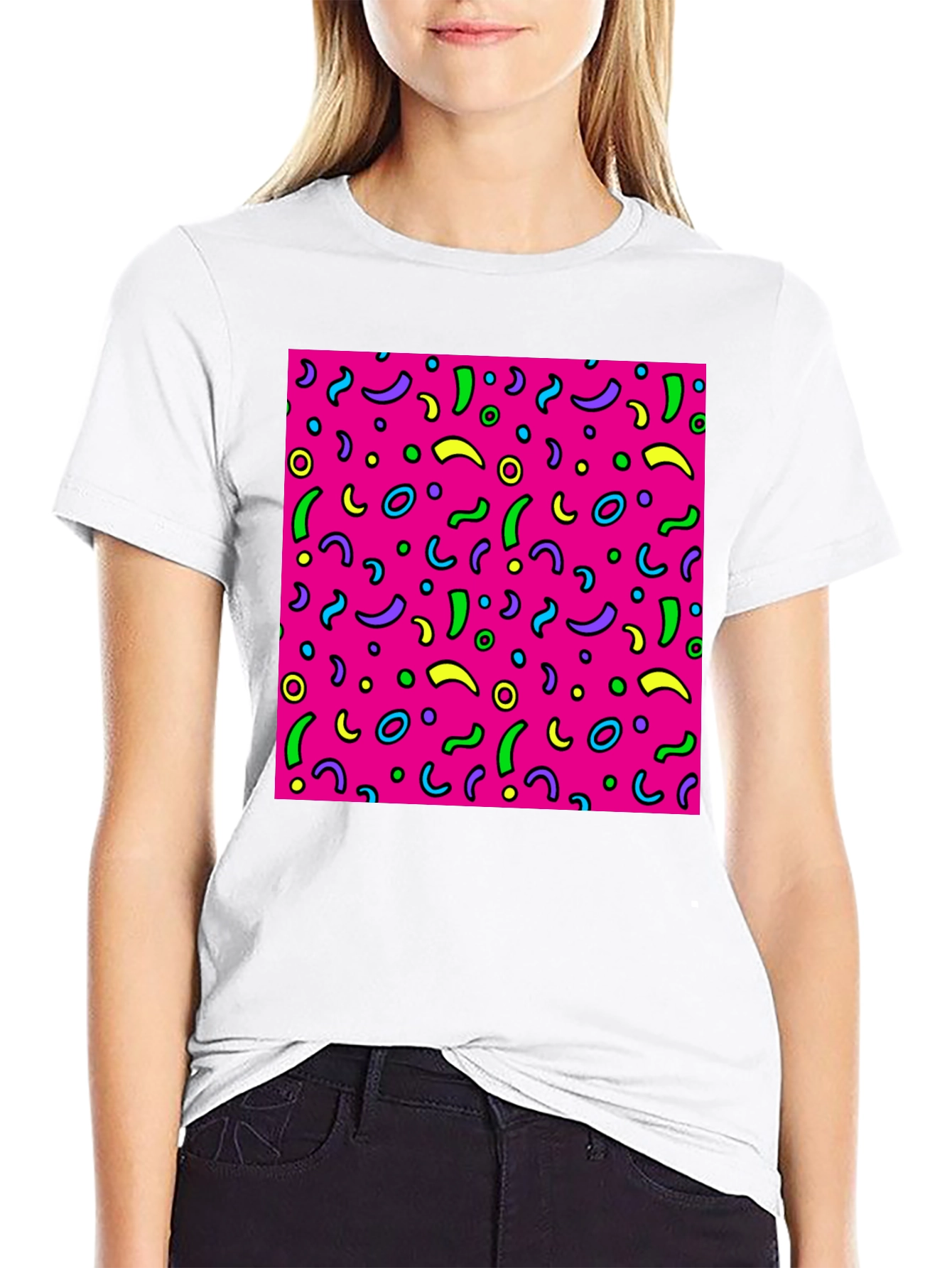 Black Retro 90s Pattern T-Shirt view 9