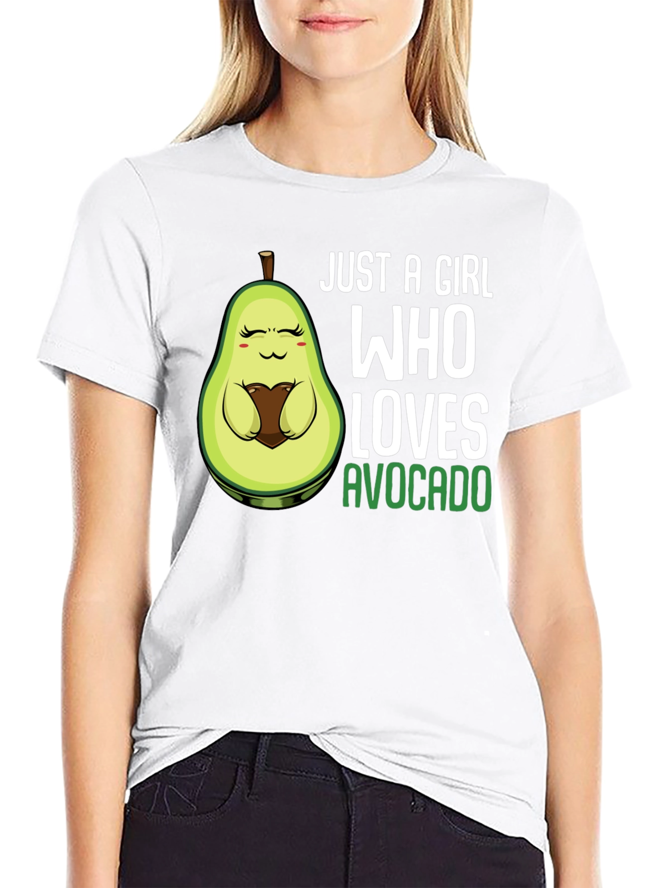 Black Just a Girl Who Loves Avocado Black T-Shirt view 9
