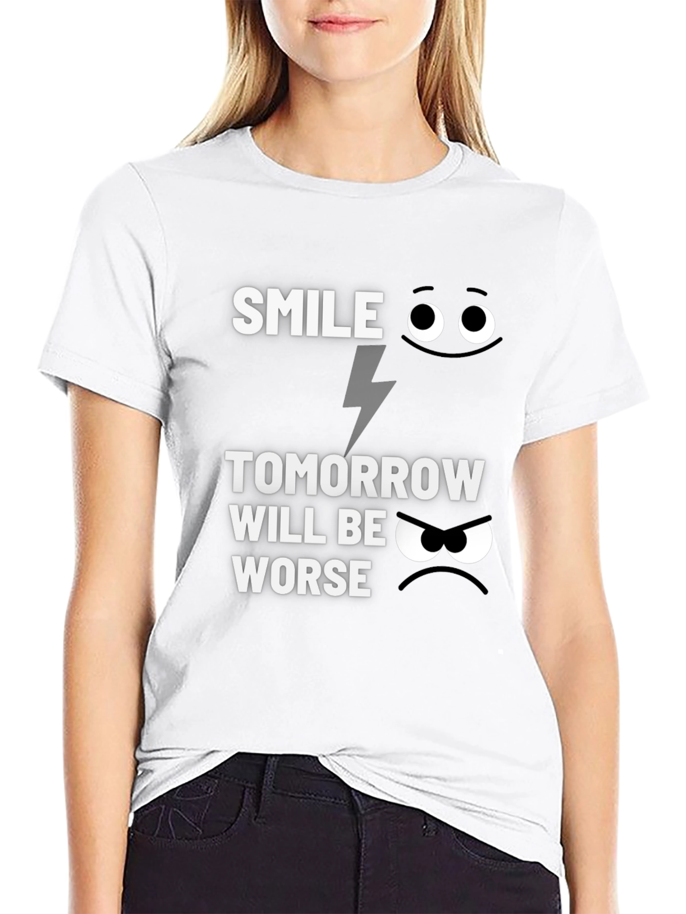 Black Smile Tomorrow Will Be Worse Graphic Tee view 9