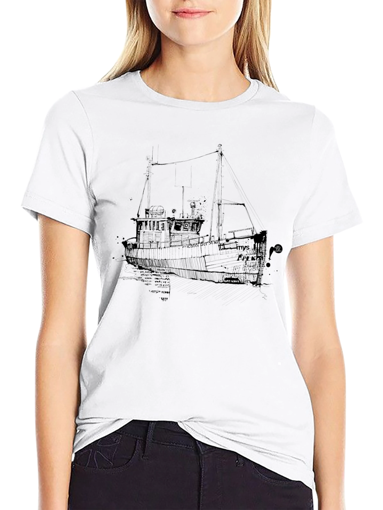Black Black Boat Graphic Tee view 9
