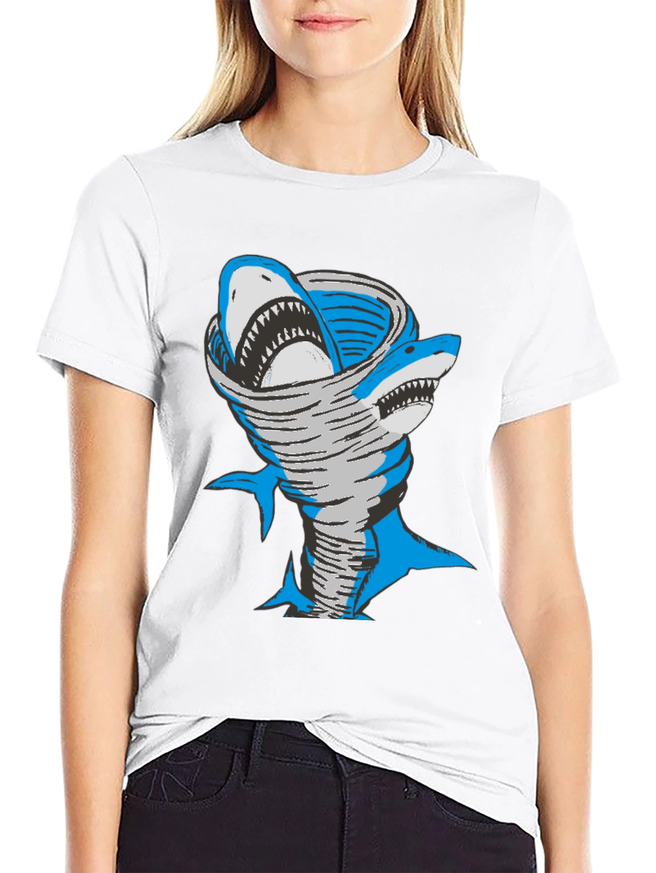 Black Shark Tornado Graphic Tee - Black Cotton Blend view 9