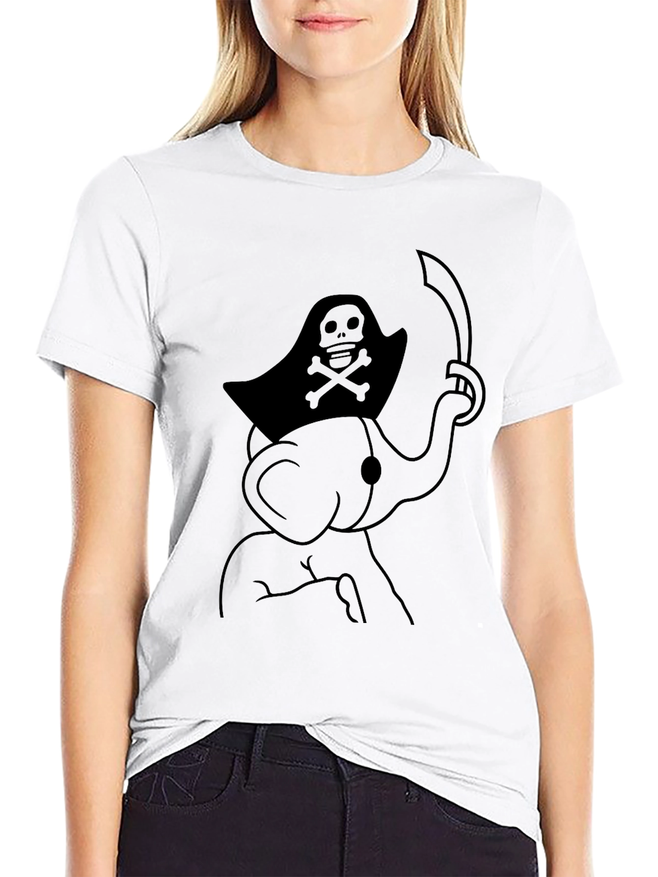 Black Pirate Elephant Graphic Tee - Men's Black T-Shirt view 9