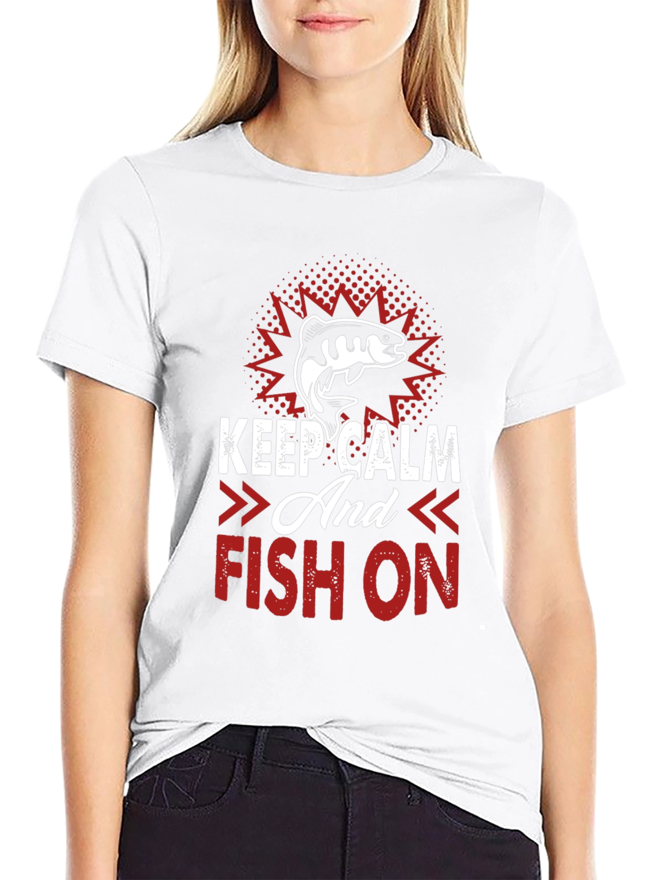Black Keep Calm and Fish On T-Shirt view 9