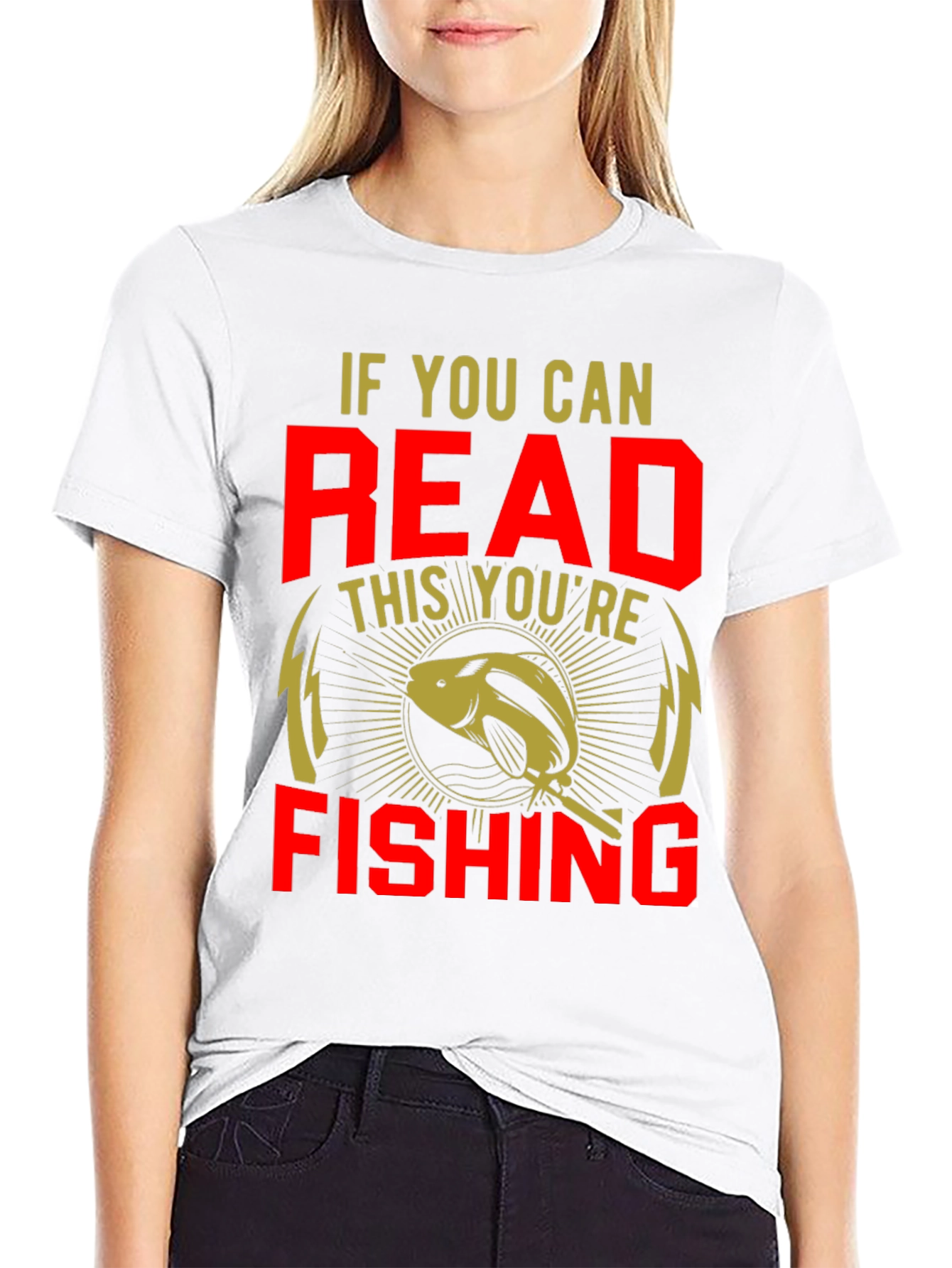 Black Funny Fishing T-Shirt - If You Can Read This You're Fishing view 9