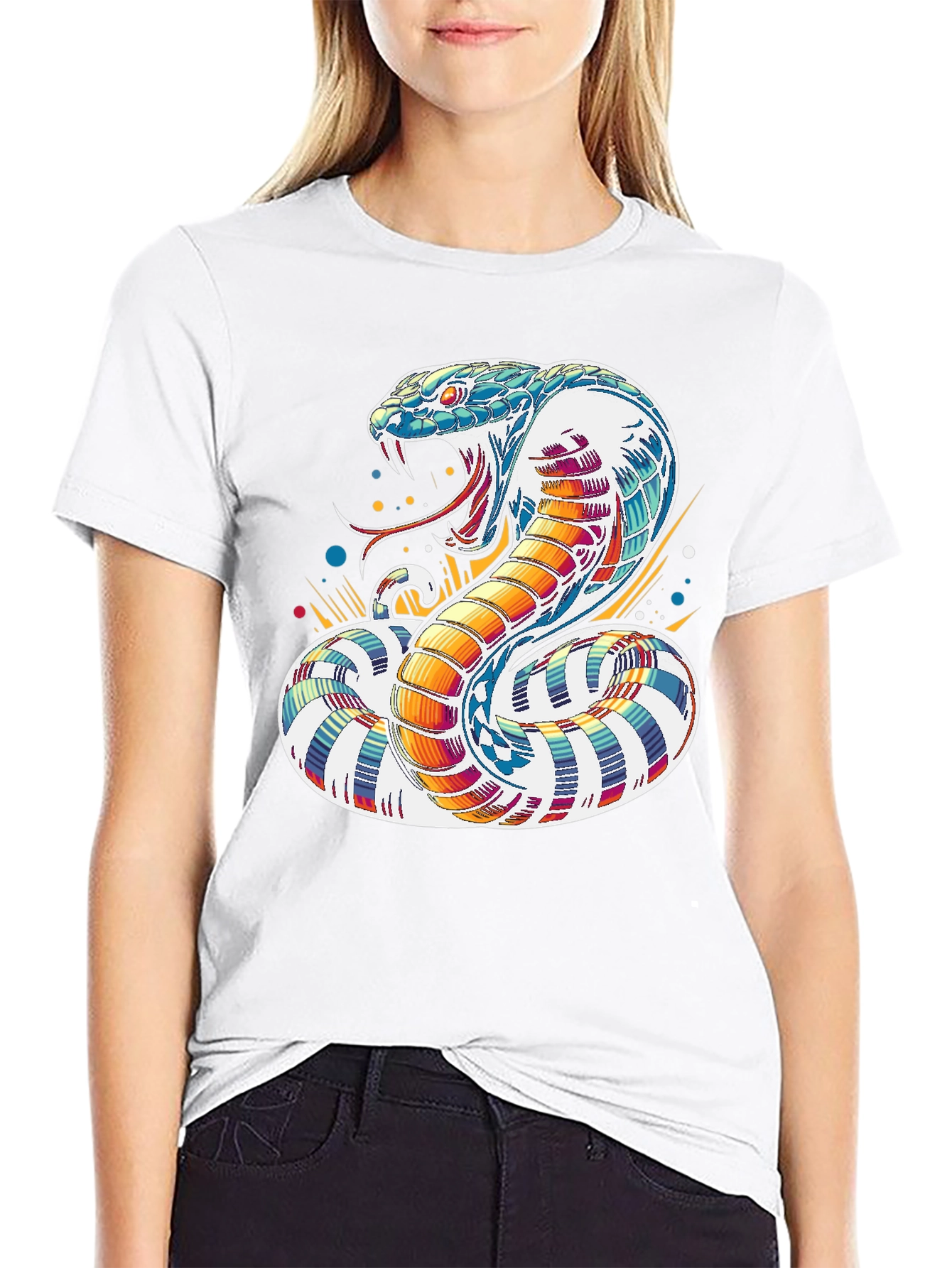 Colorful Cobra Graphic Tee - Men's Black T-Shirt - 9